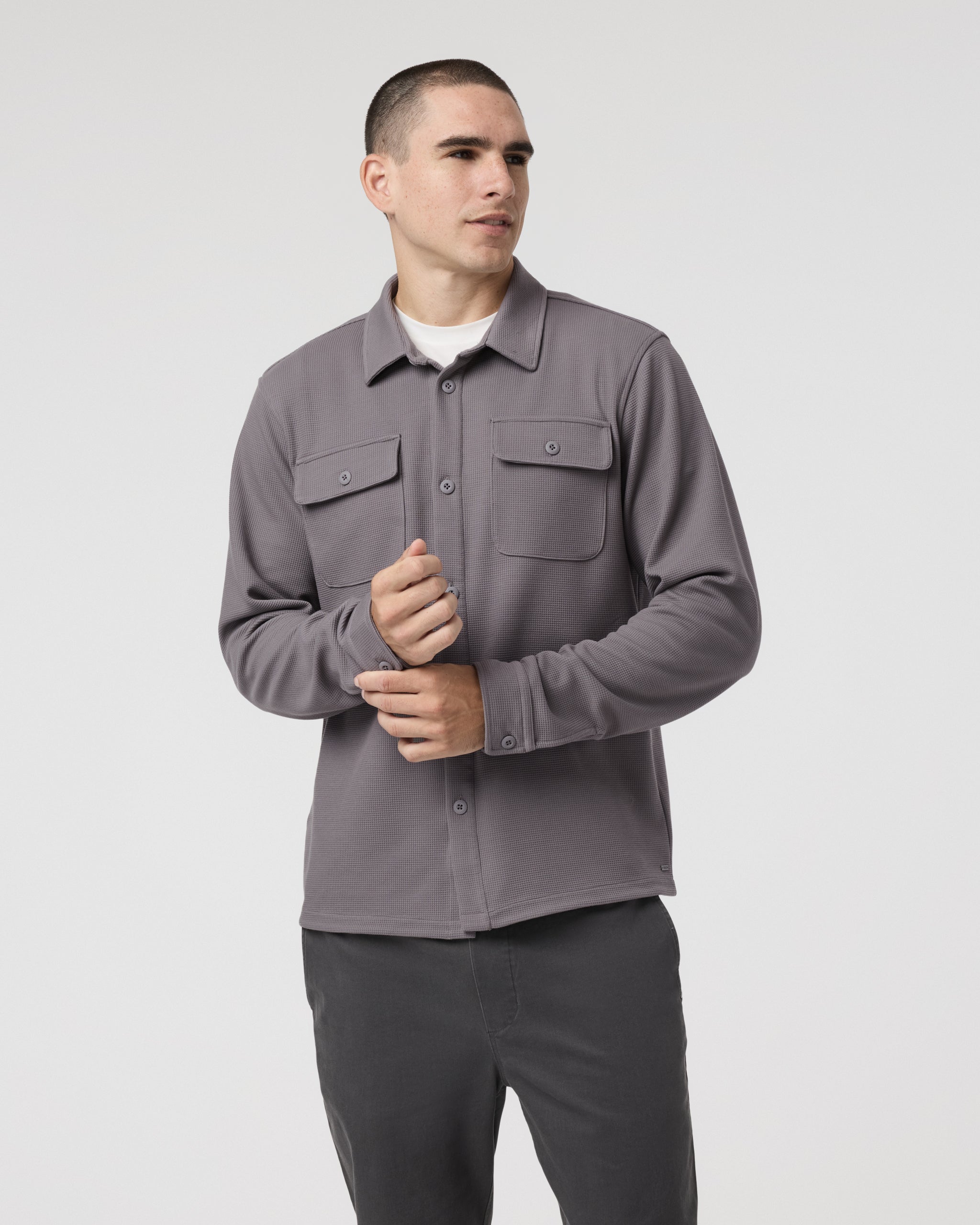 Waffle Shirt Jacket | Shiitake - Image 2