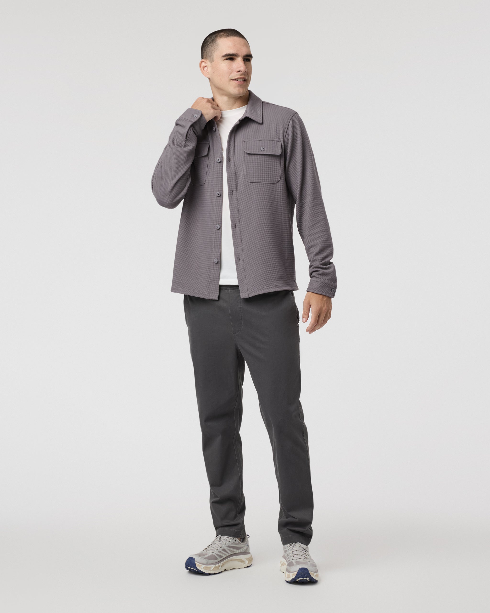 Waffle Shirt Jacket | Shiitake - Image 4