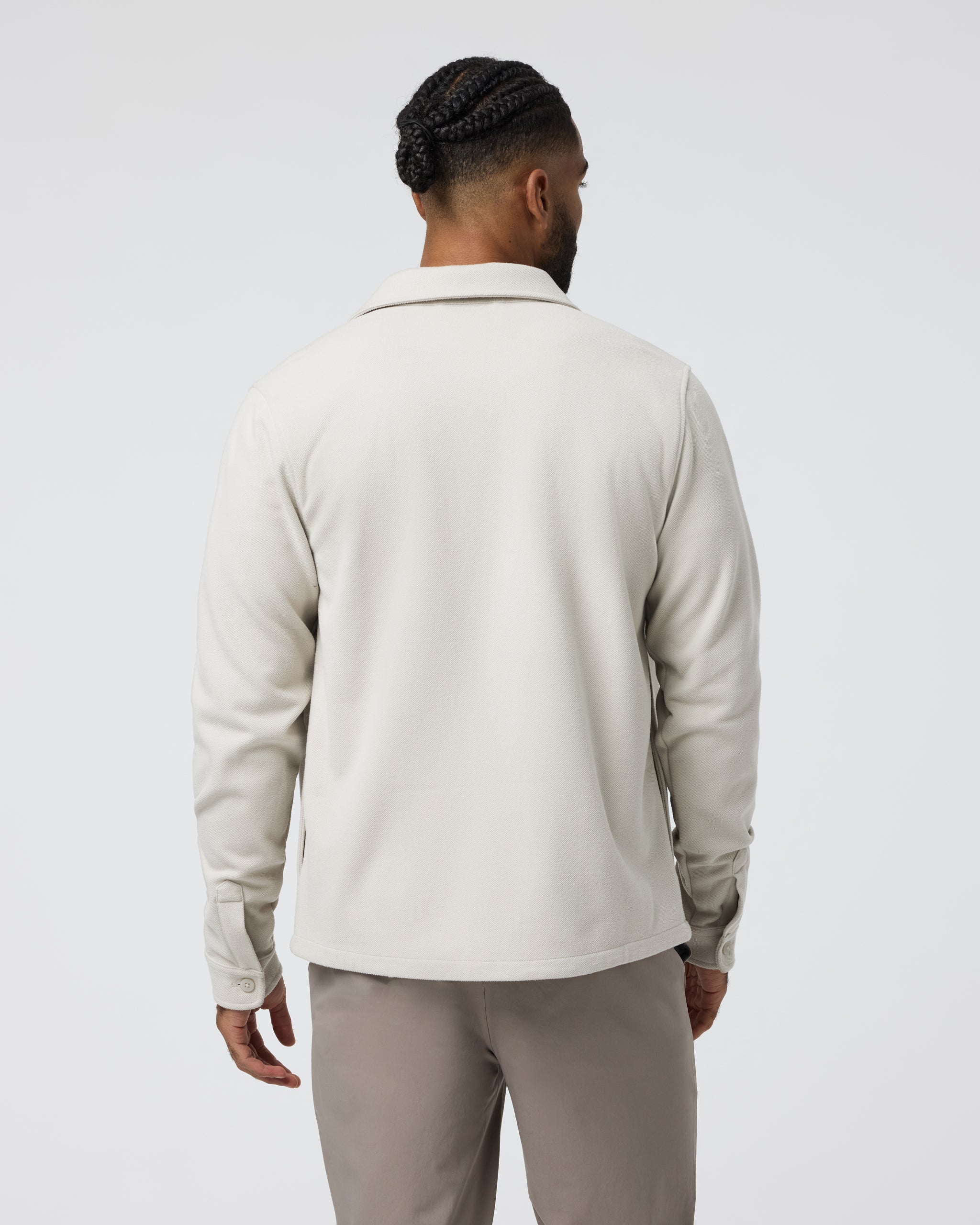 Beldon Shirt Jacket Knit Twill | Oatmeal - Image 3