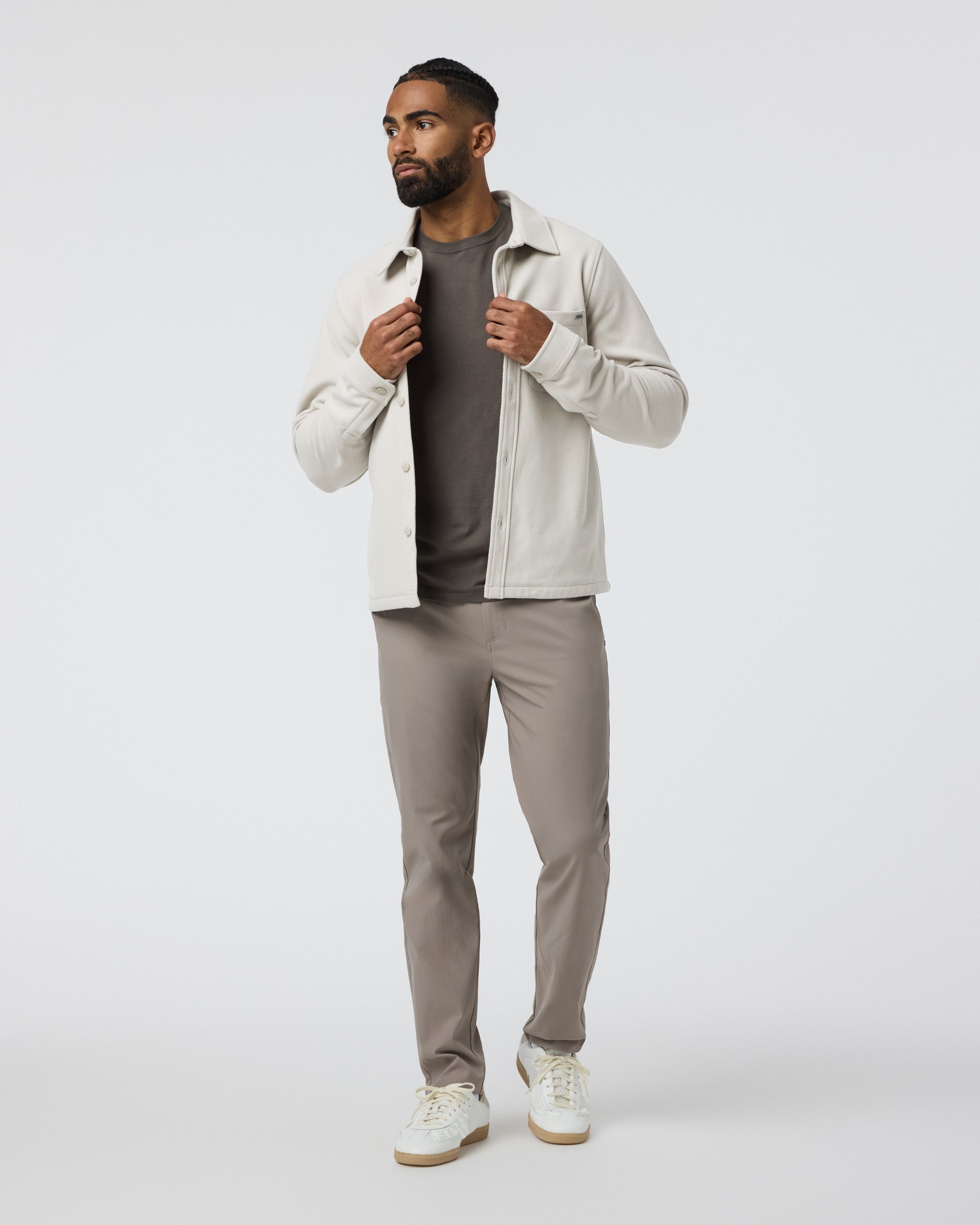 Beldon Shirt Jacket Knit Twill | Oatmeal - Image 5