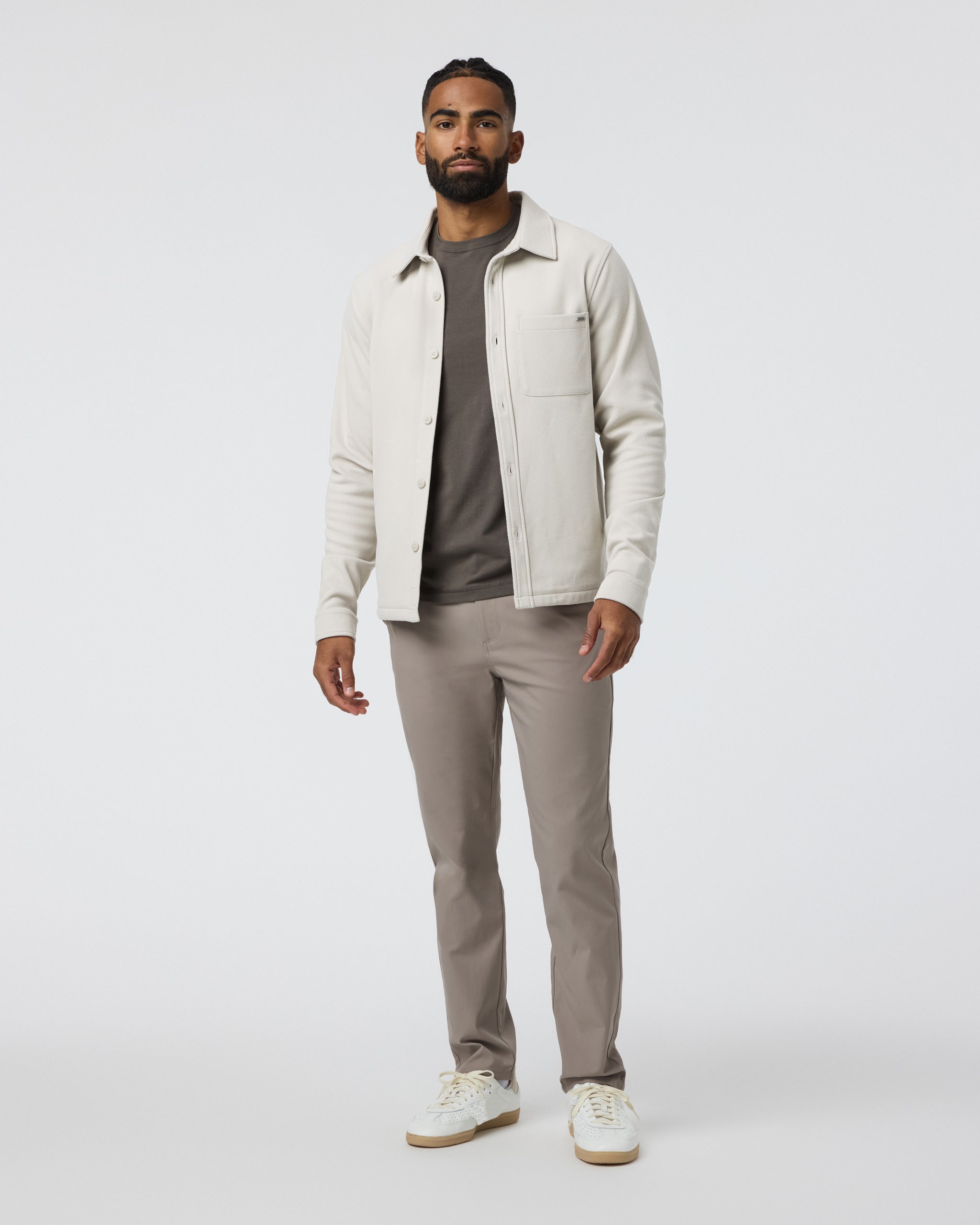 Beldon Shirt Jacket Knit Twill | Oatmeal - Image 4