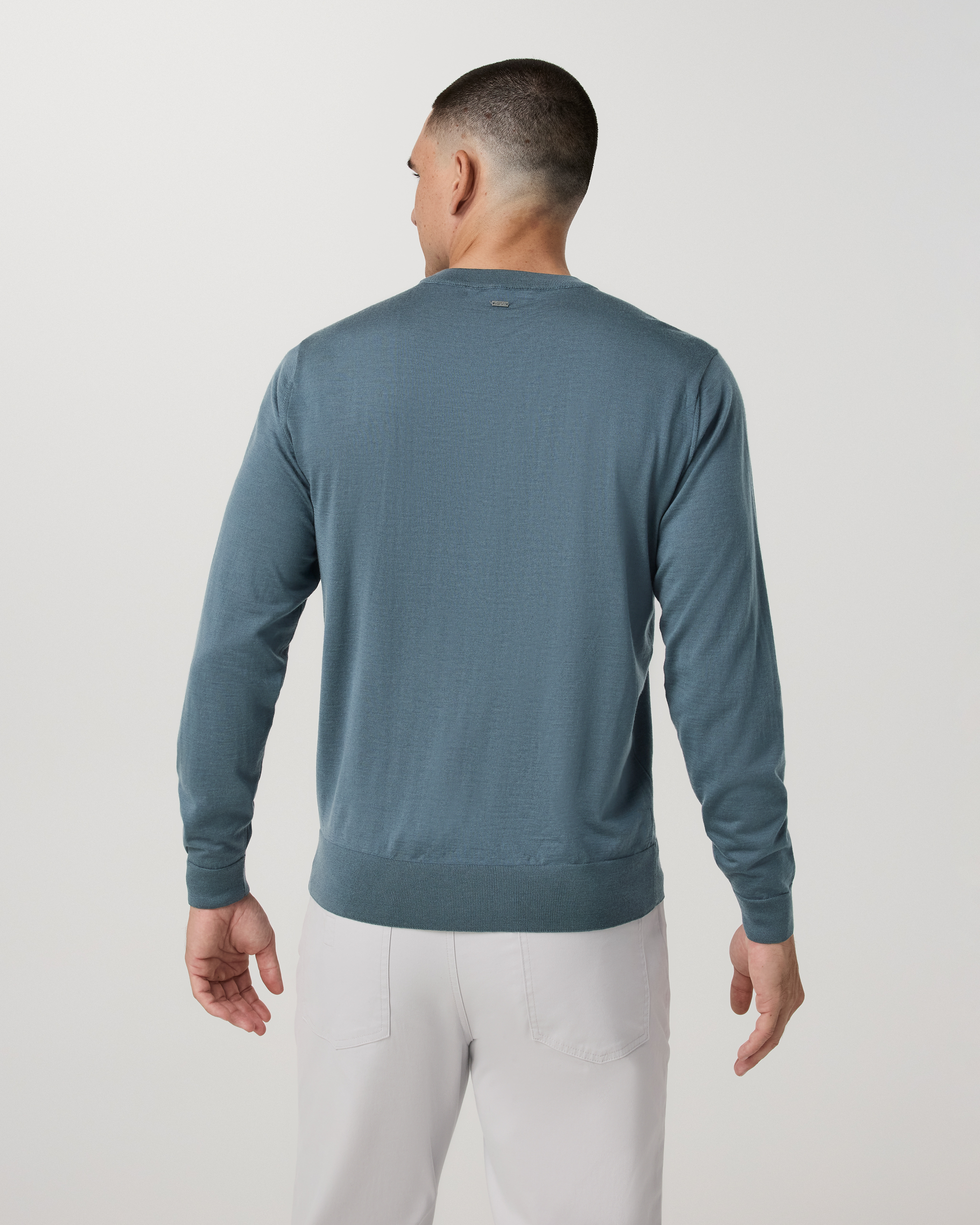 Merino Fine Gauge Wool Sweater | Blue Sea - Image 4