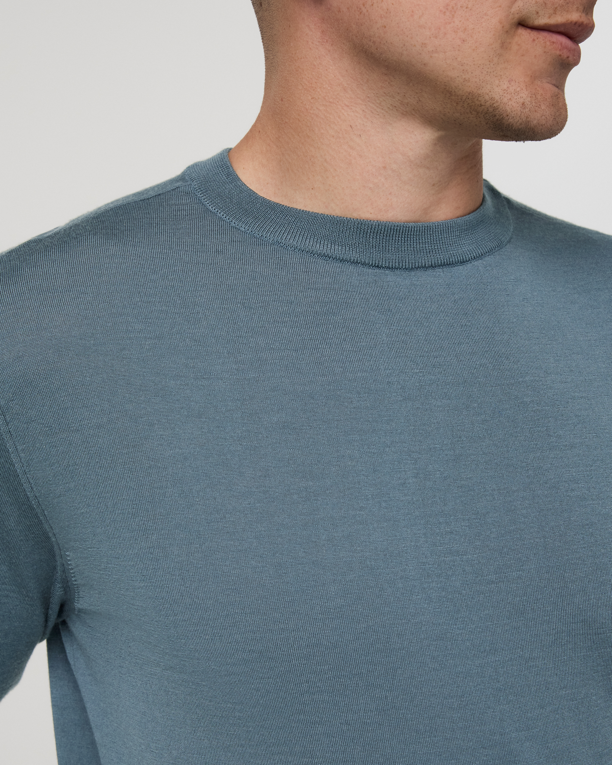 Merino Fine Gauge Wool Sweater | Blue Sea - Image 5