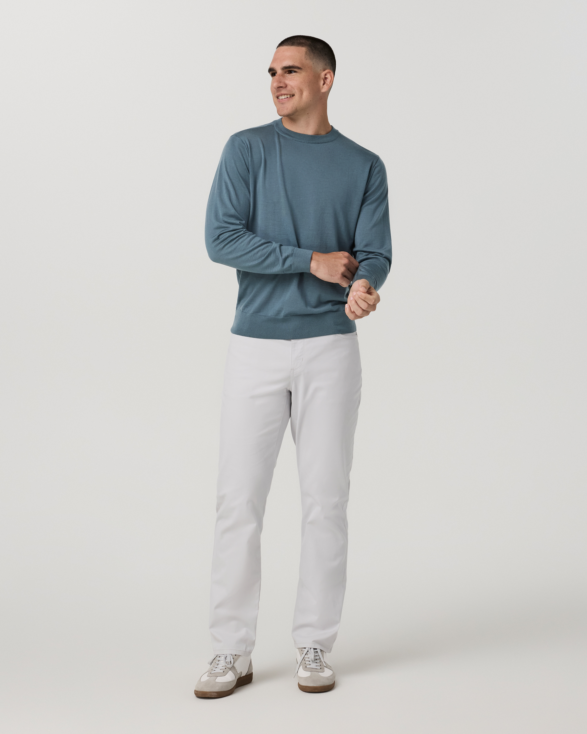 Merino Fine Gauge Wool Sweater | Blue Sea - Image 3