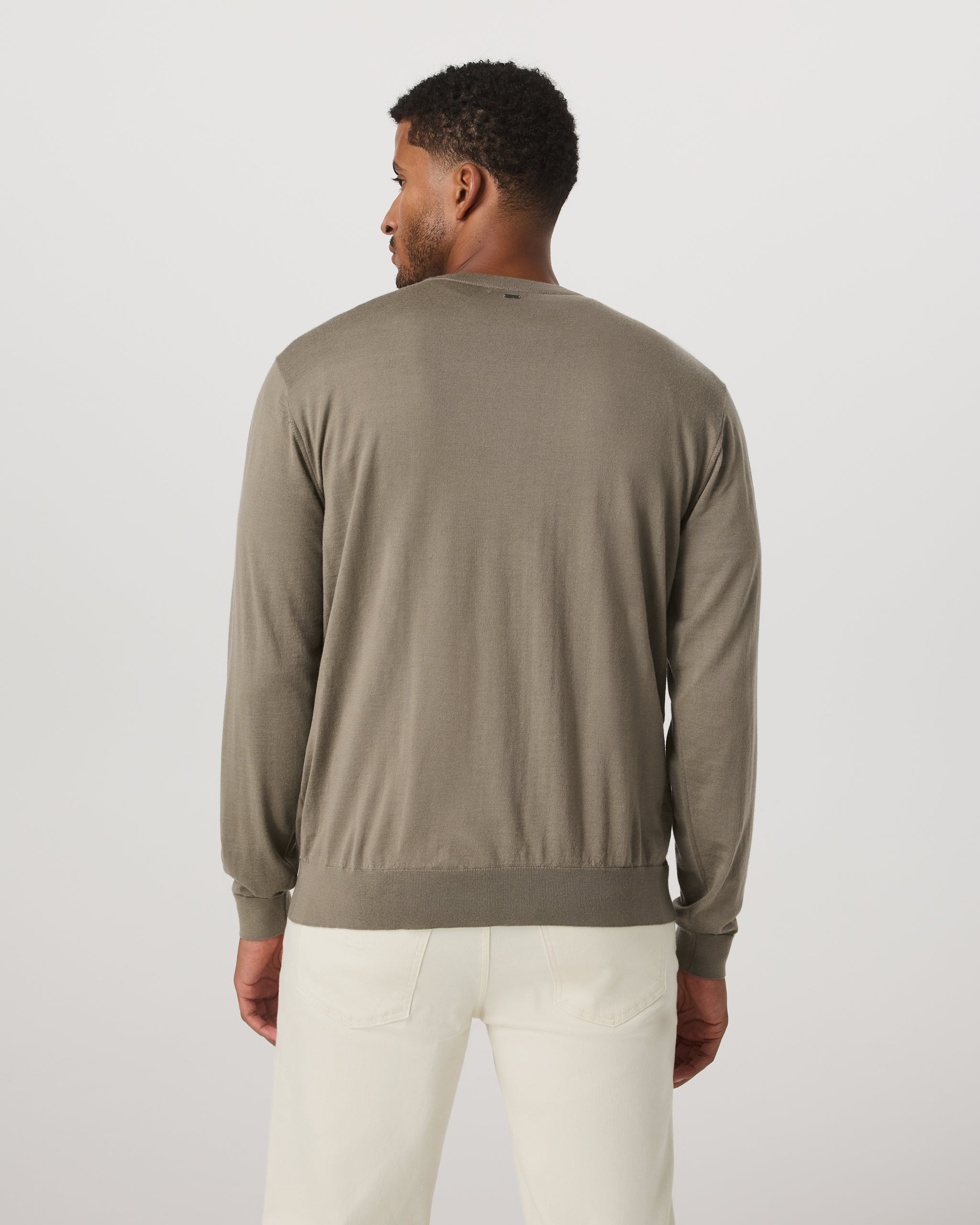 Merino Fine Gauge Wool Sweater | Taupe - Image 3
