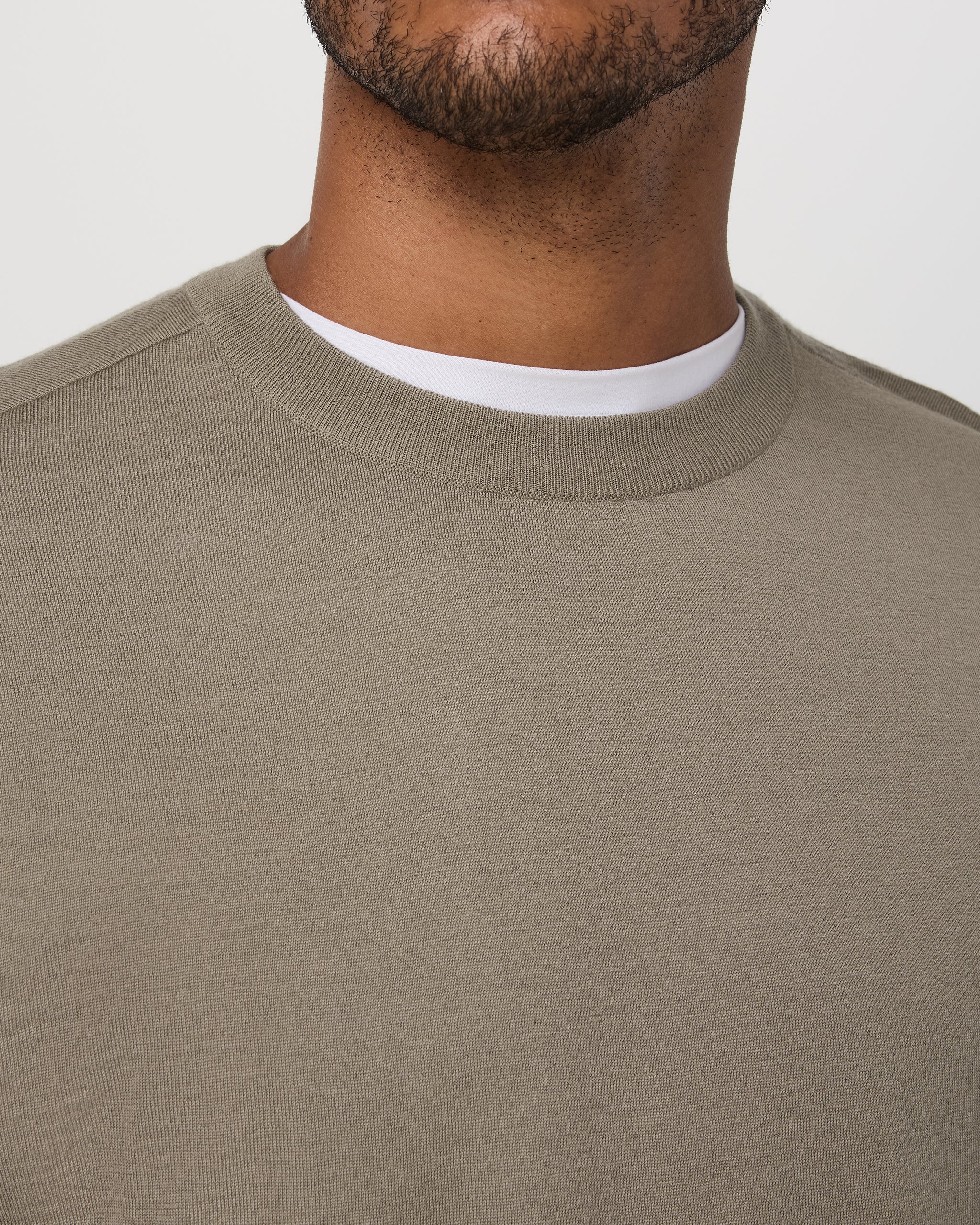 Merino Fine Gauge Wool Sweater | Taupe - Image 2