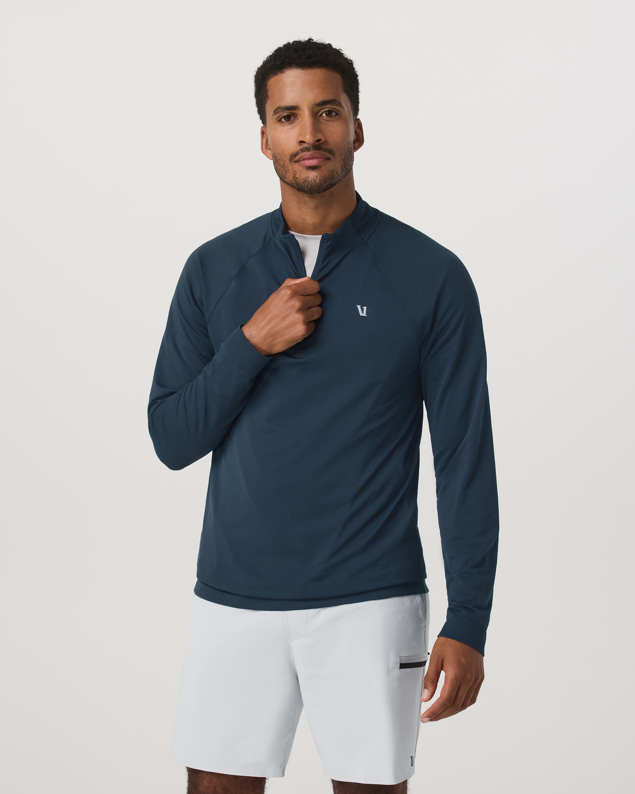 Clearview Seamless Quarter Zip | Ocean Blue