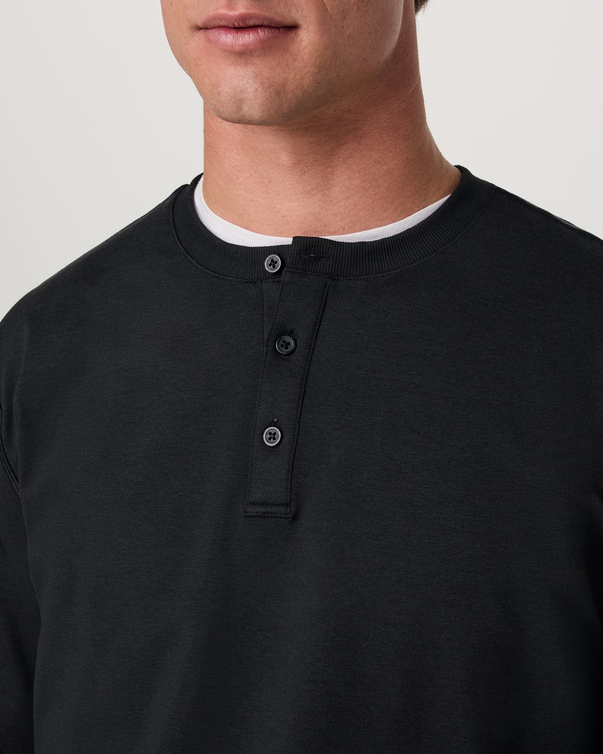Long Sleeve Coronado Henley - Relaxed Fit | Black Heather - Image 2