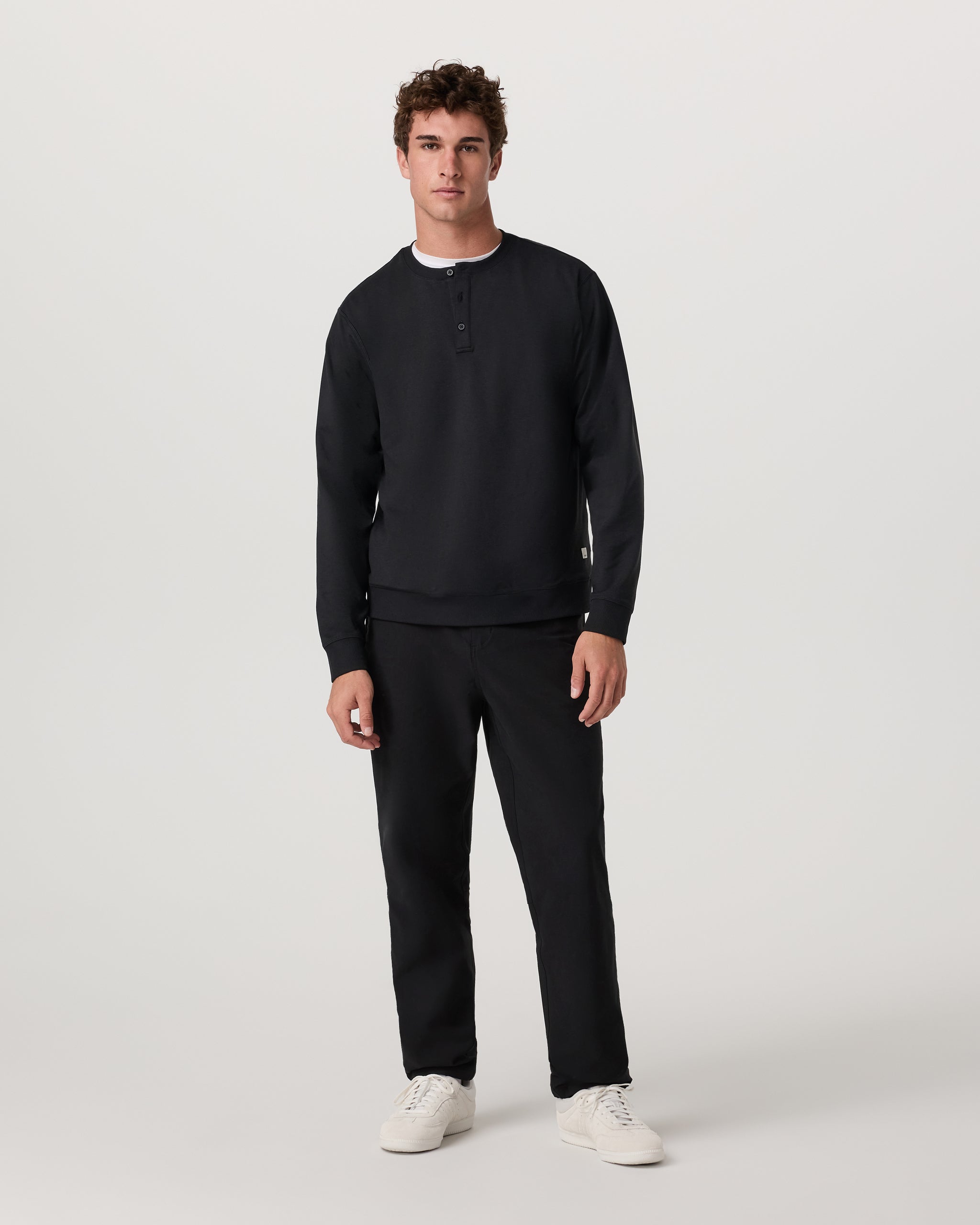 Long Sleeve Coronado Henley - Relaxed Fit | Black Heather - Image 3