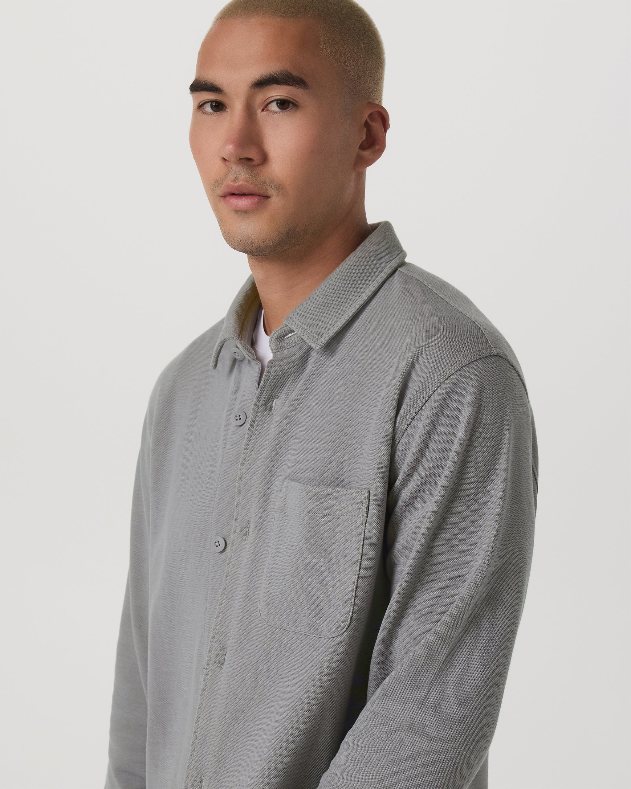 Long Sleeve Jeffreys Button Down Overshirt | Grey - Image 5