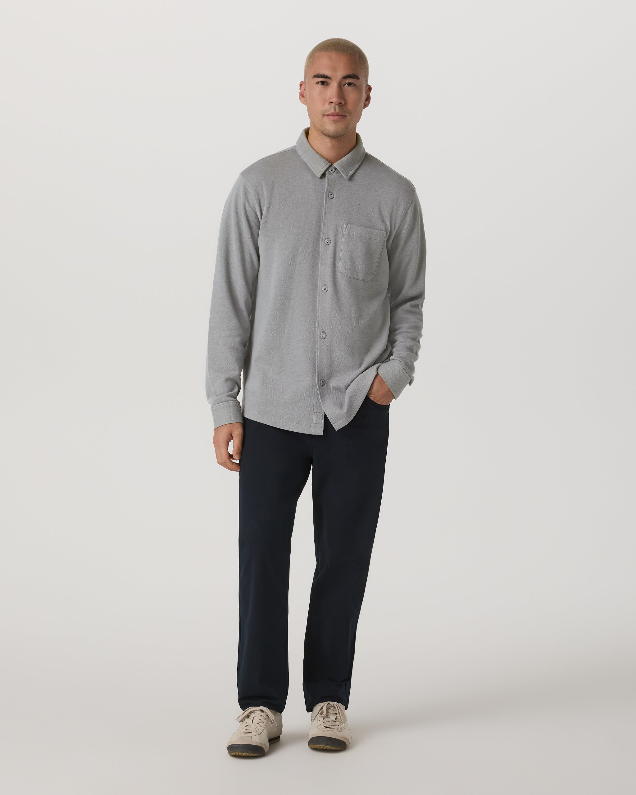 Long Sleeve Jeffreys Button Down Overshirt | Grey - Image 2