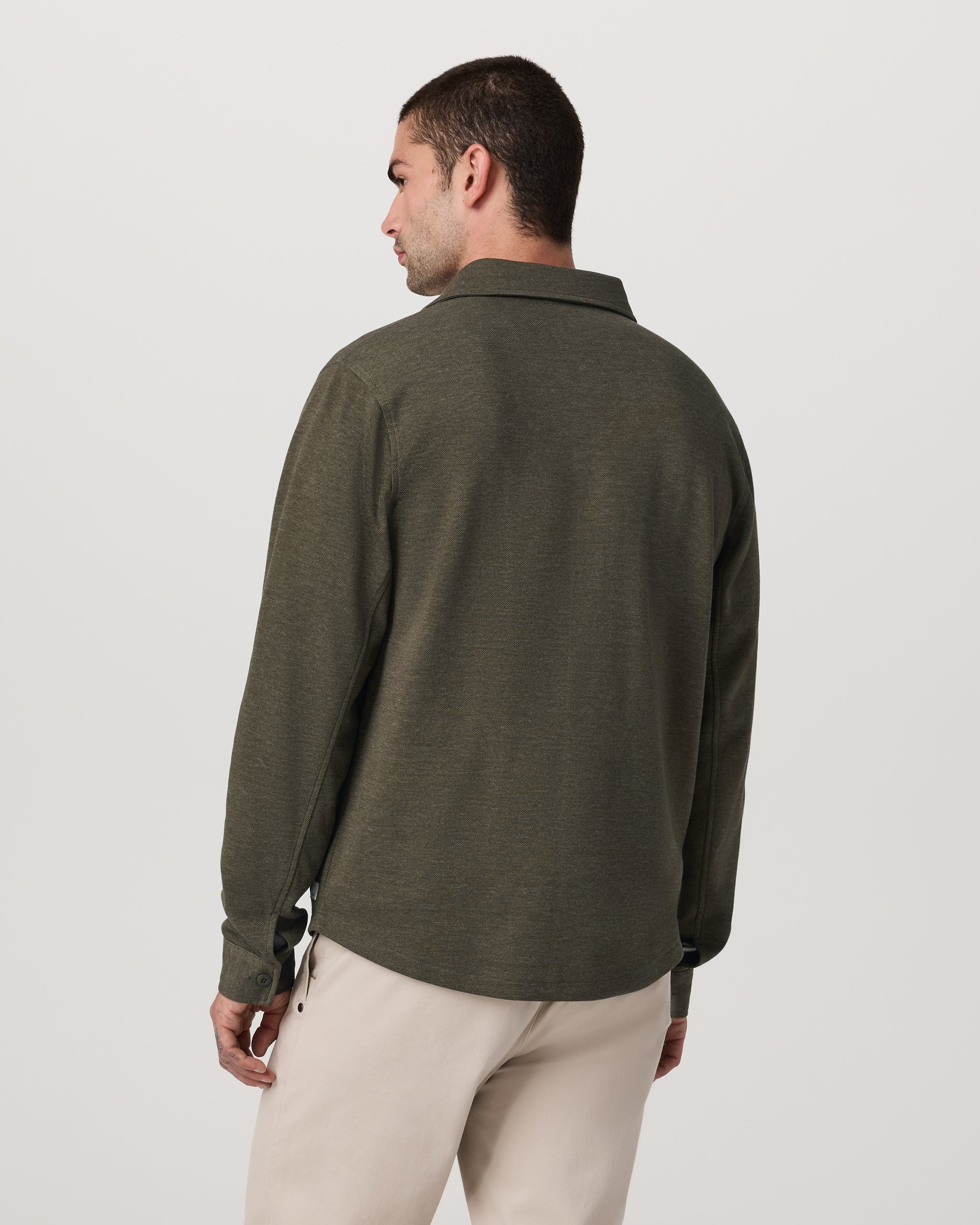 Long Sleeve Jeffreys Button Down Overshirt | Olive Heather - Image 5