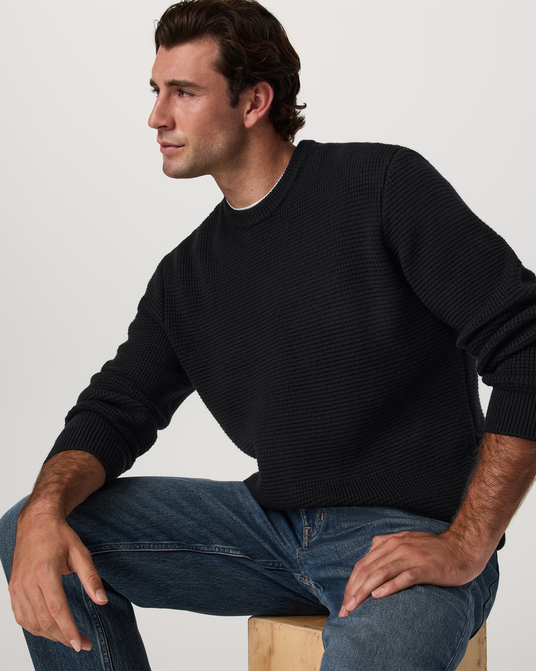 Denver Waffle Crew Sweater | Black