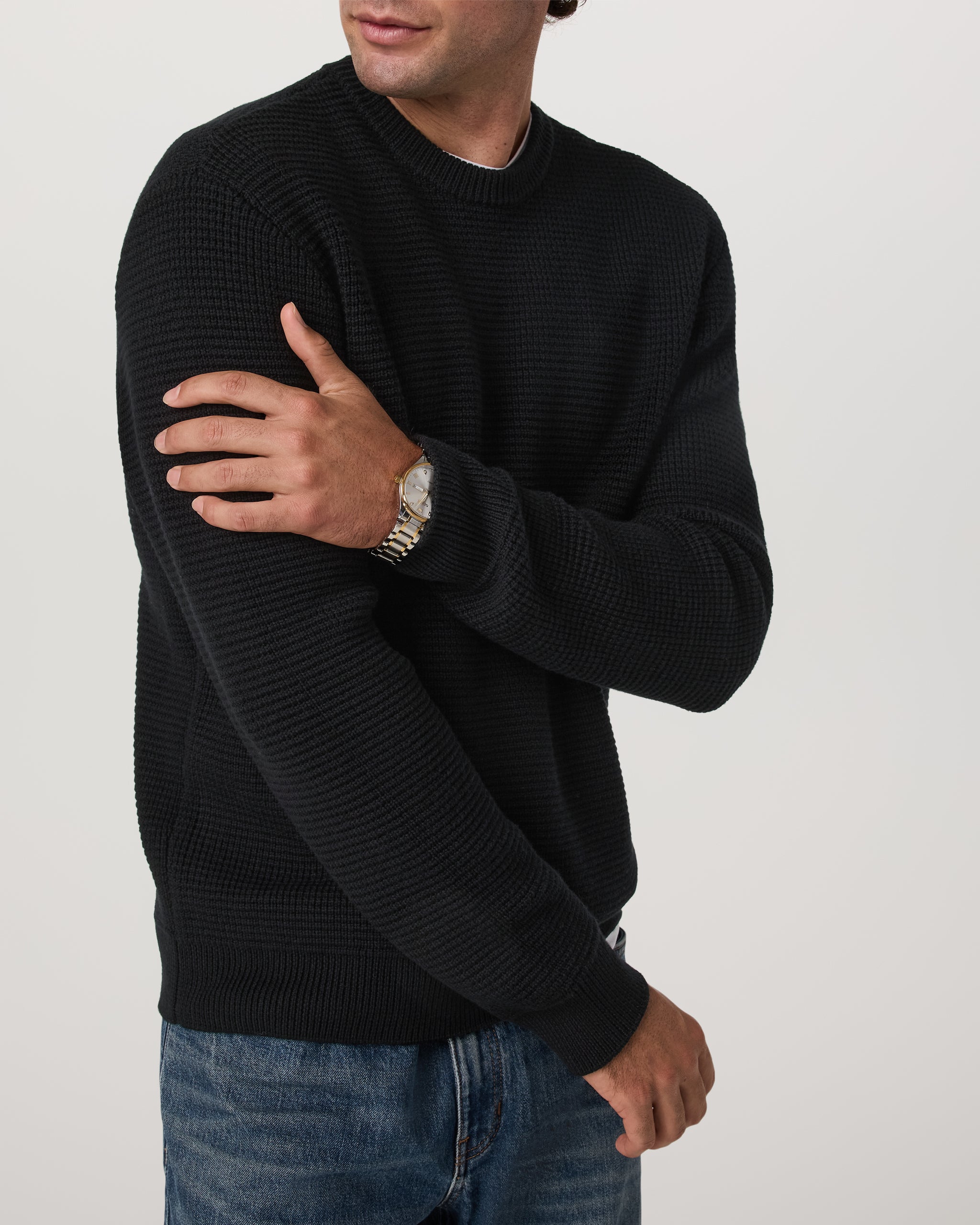 Denver Waffle Crew Sweater | Black - Image 2
