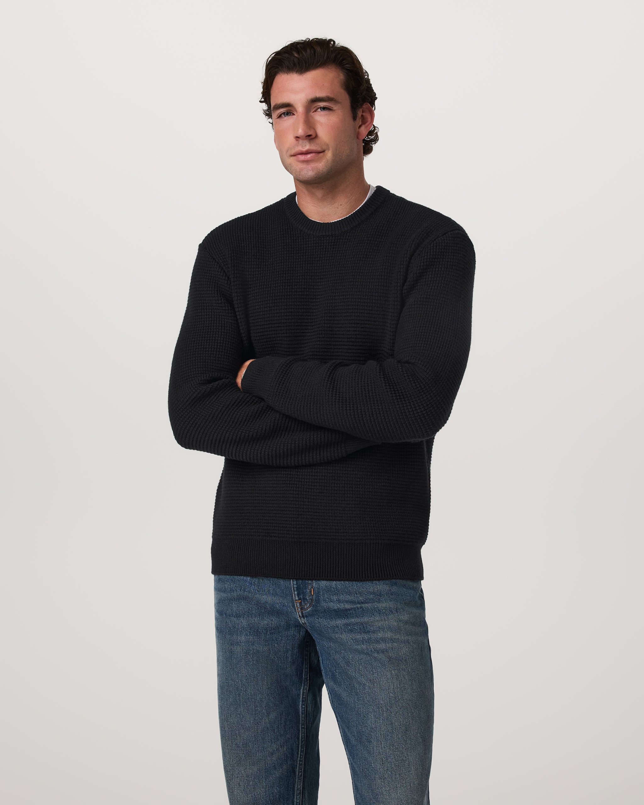Denver Waffle Crew Sweater | Black - Image 4
