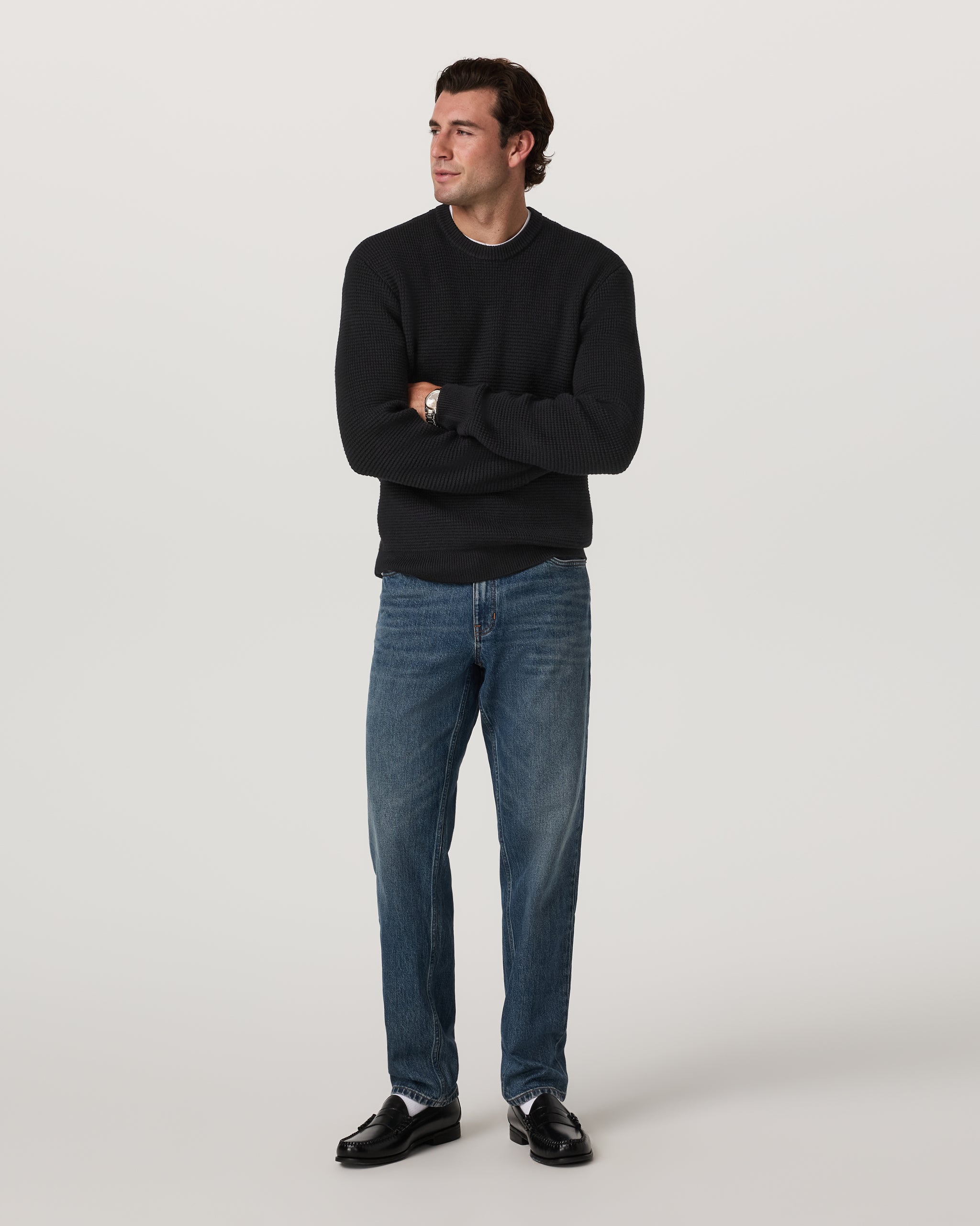 Denver Waffle Crew Sweater | Black - Image 3