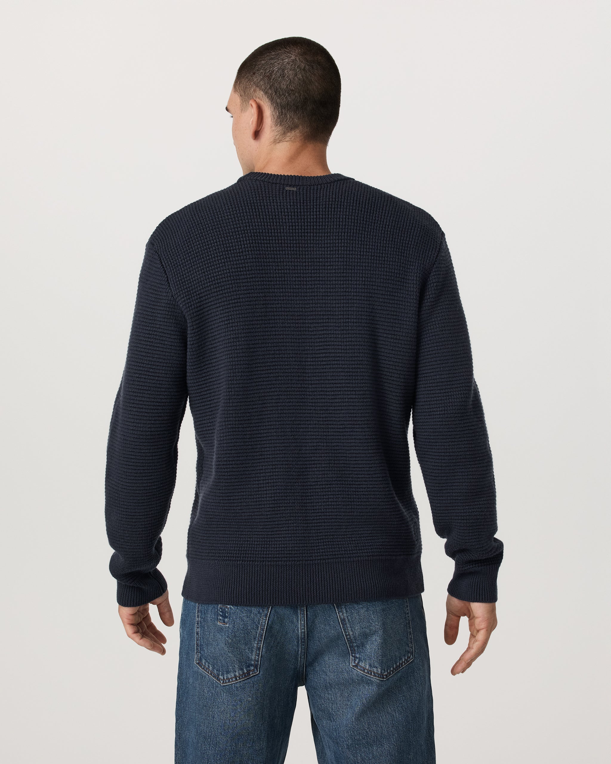 Denver Waffle Crew Sweater | Navy - Image 5