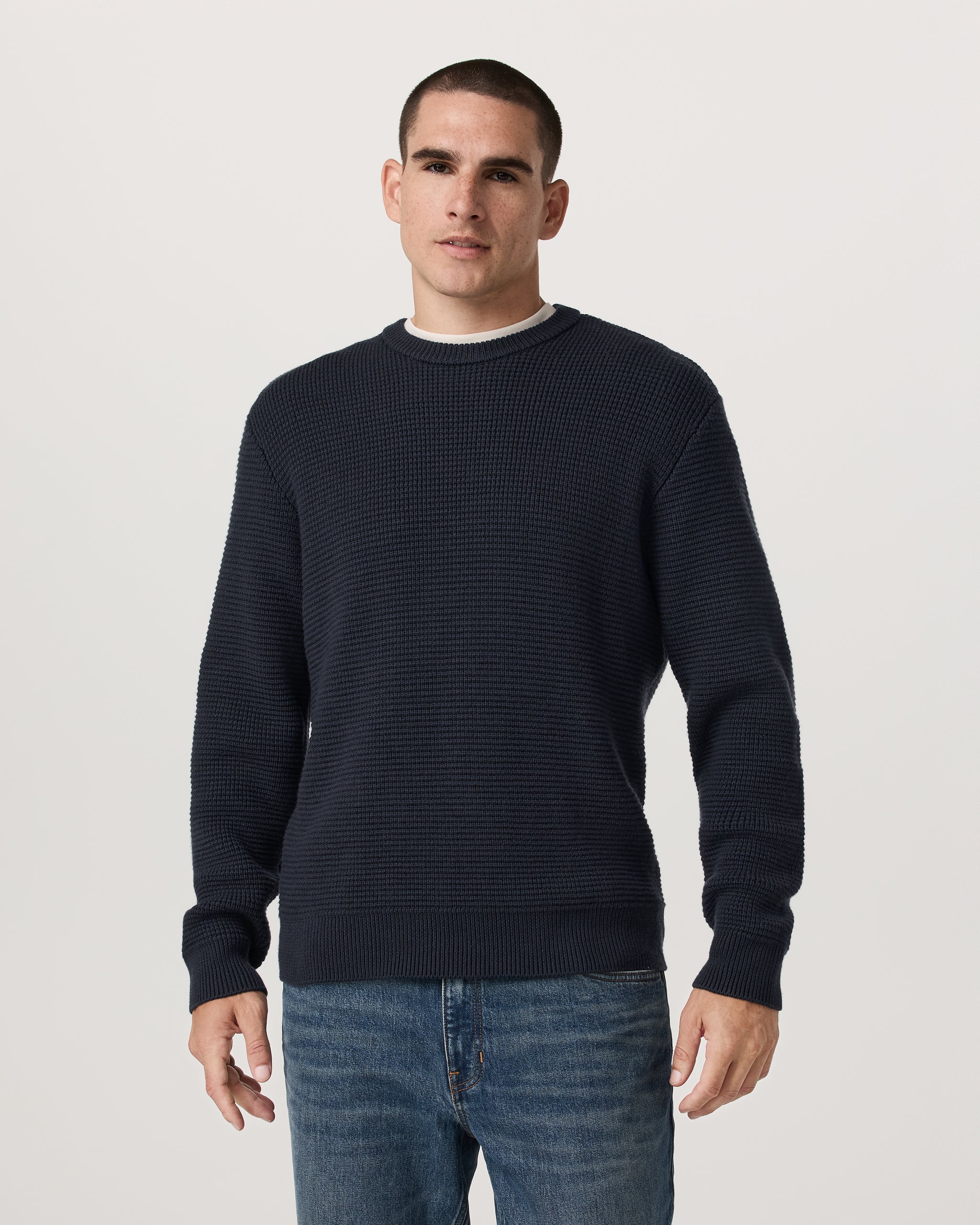 Denver Waffle Crew Sweater | Navy