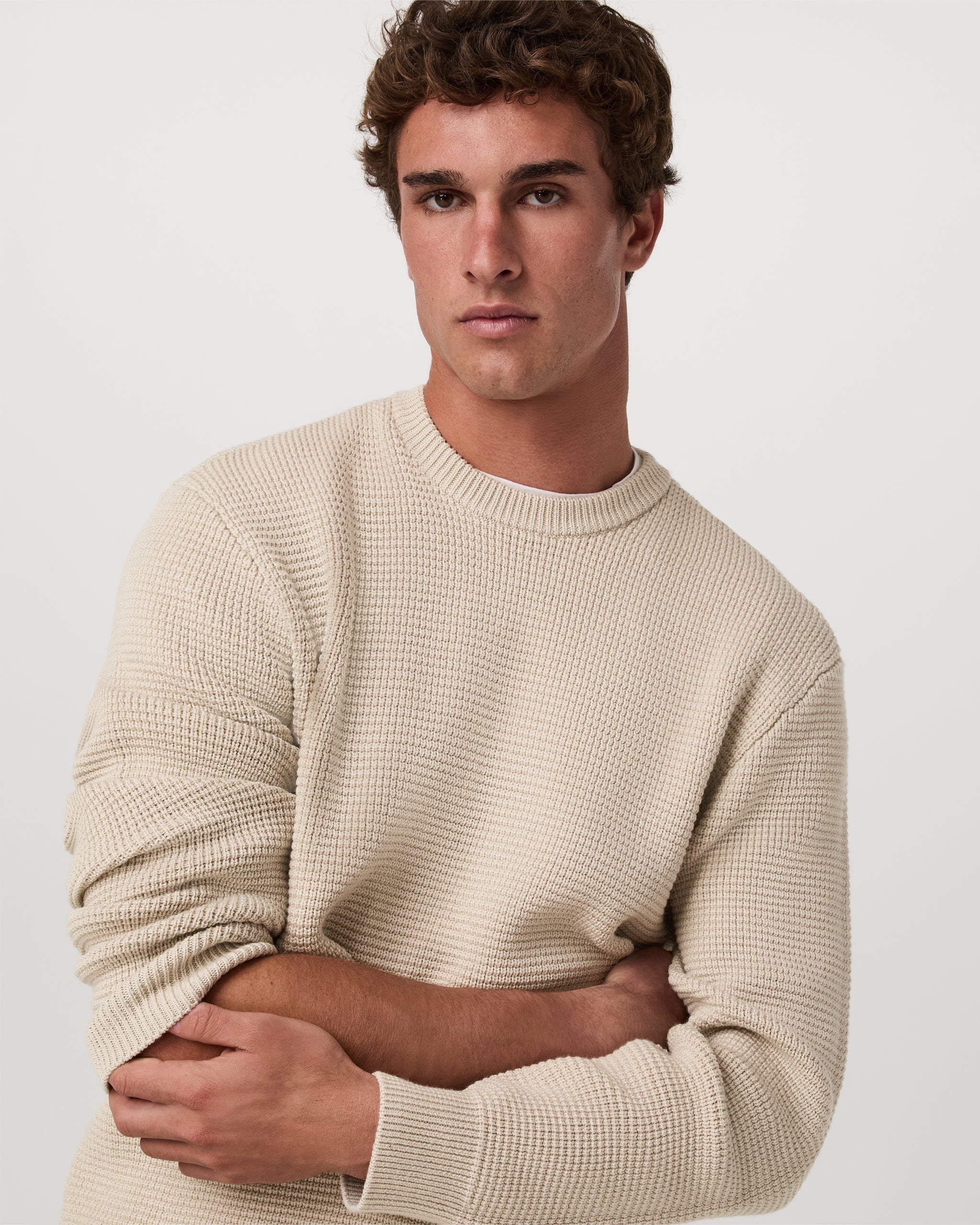 Denver Waffle Crew Sweater | Mushroom - Image 2
