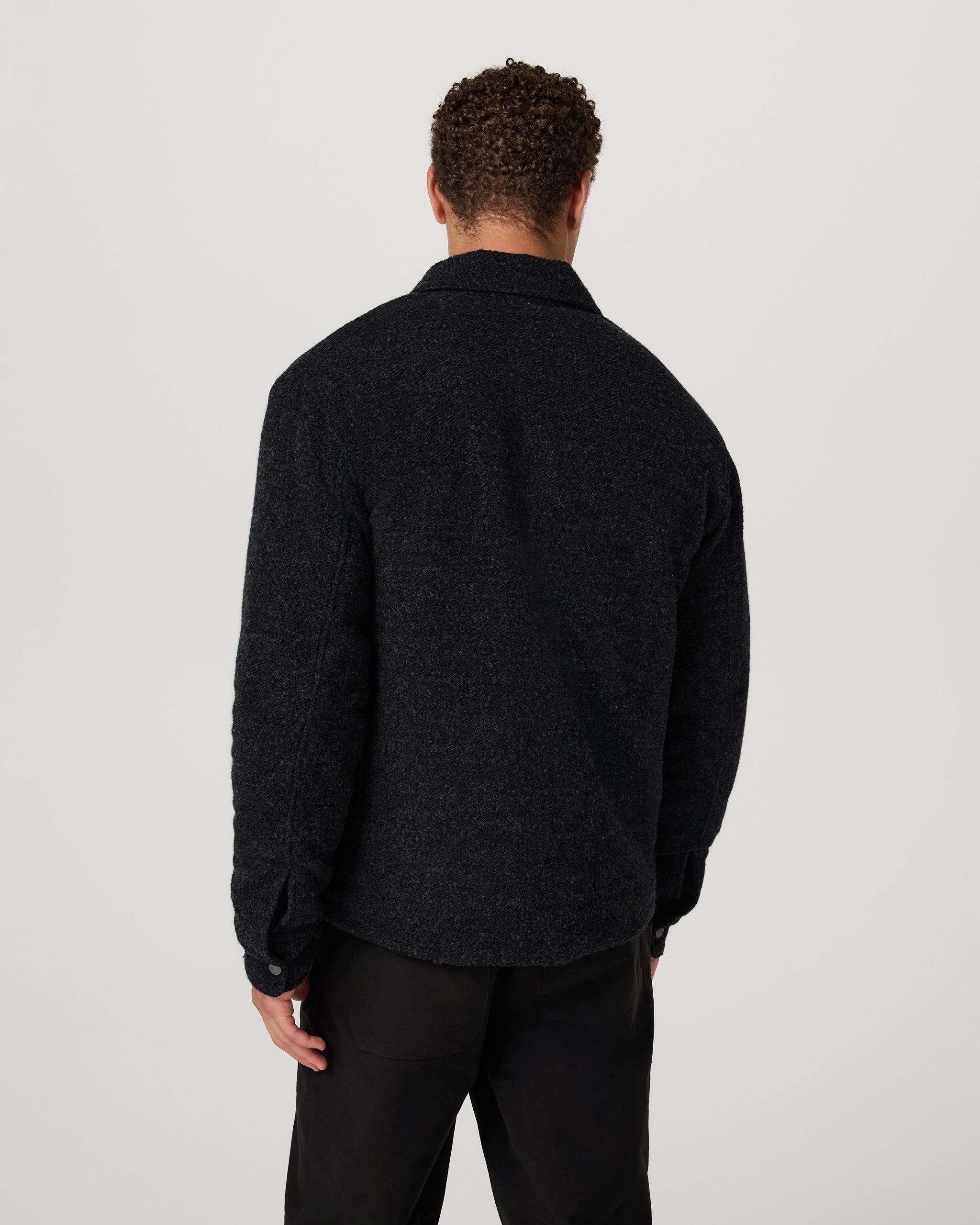 Plymouth Wool Shirt Jacket | Dark Black Heather - Image 4