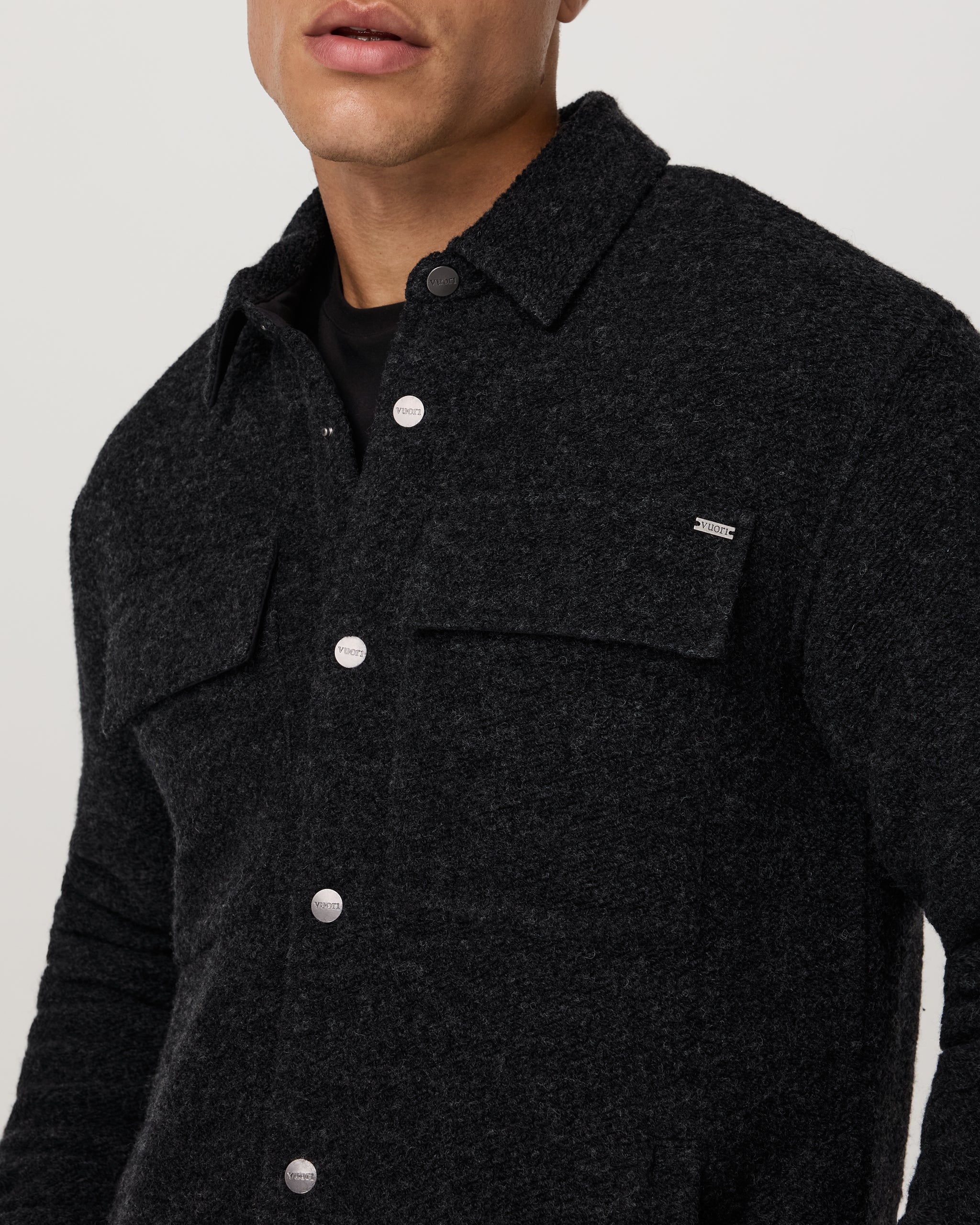 Plymouth Wool Shirt Jacket | Dark Black Heather
