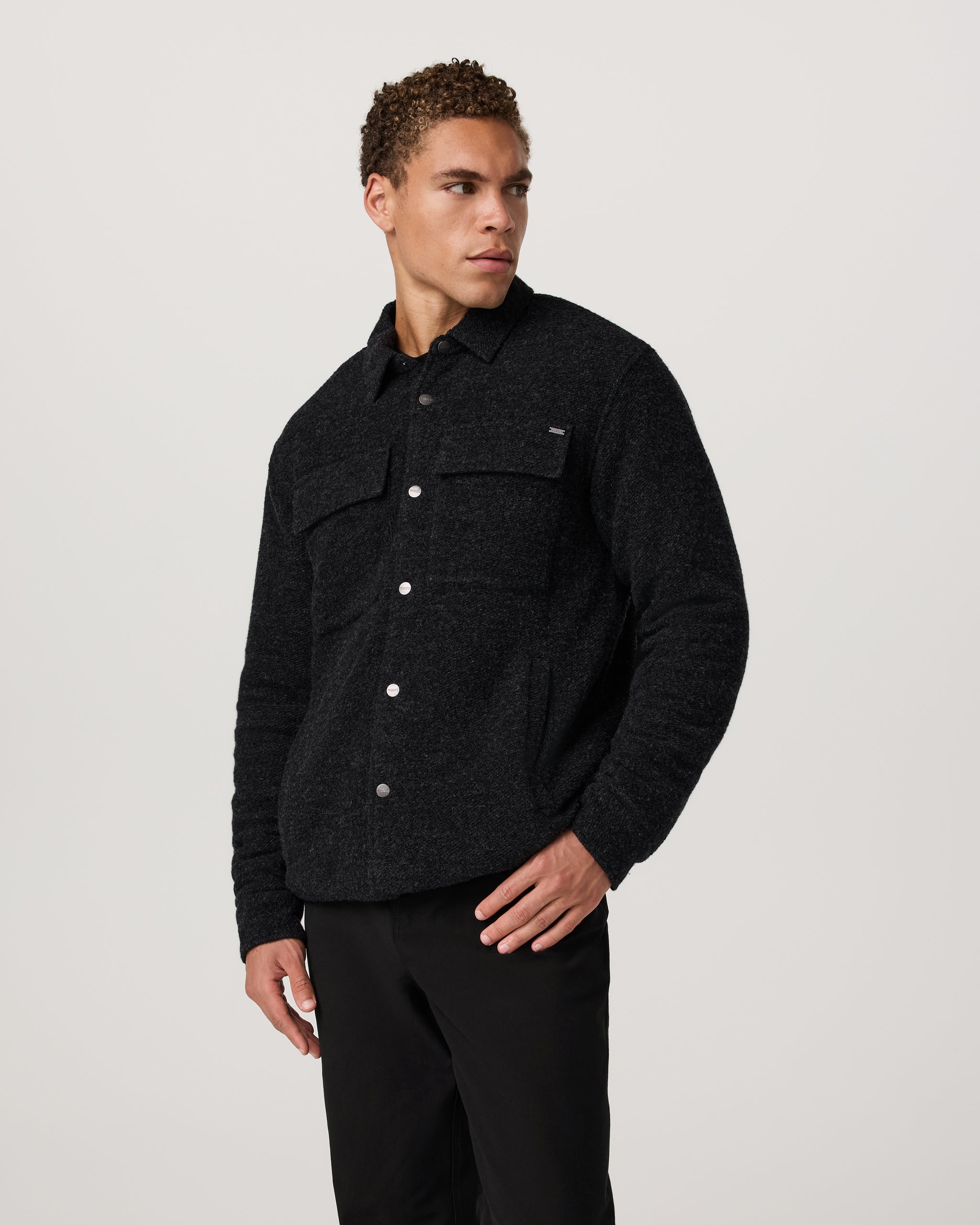 Plymouth Wool Shirt Jacket | Dark Black Heather - Image 2