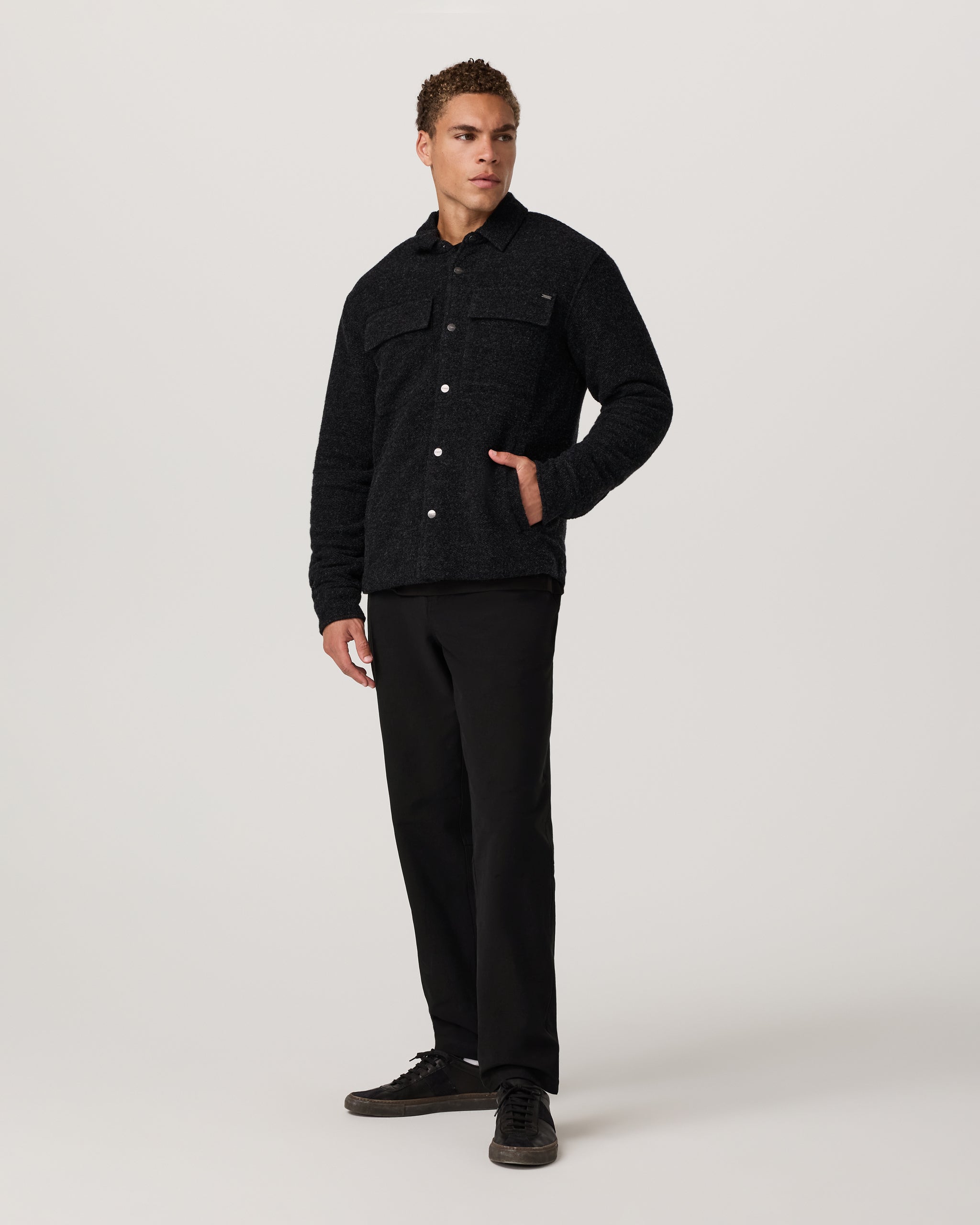 Plymouth Wool Shirt Jacket | Dark Black Heather - Image 3