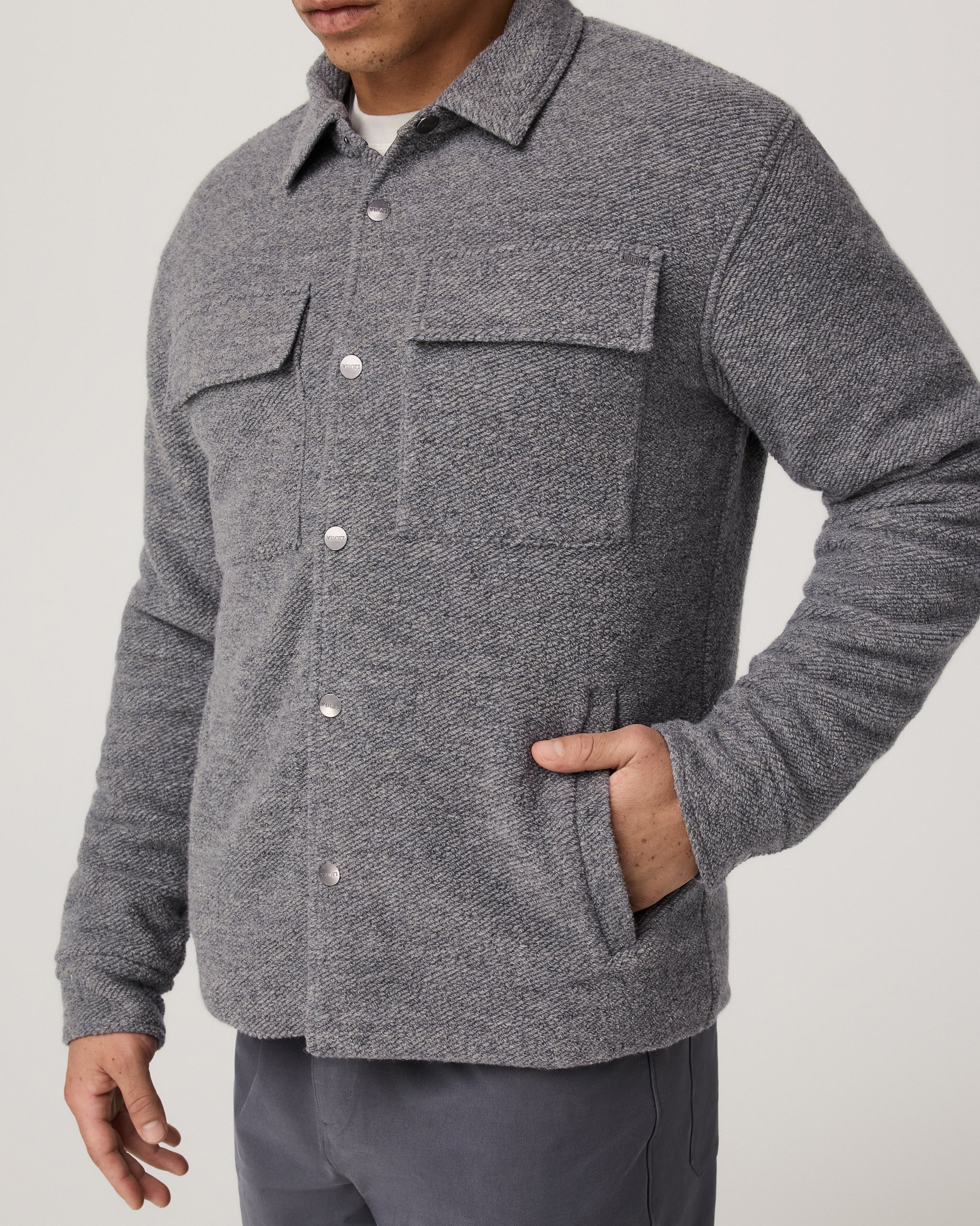 Plymouth Wool Shirt Jacket | Heather Grey - Image 2