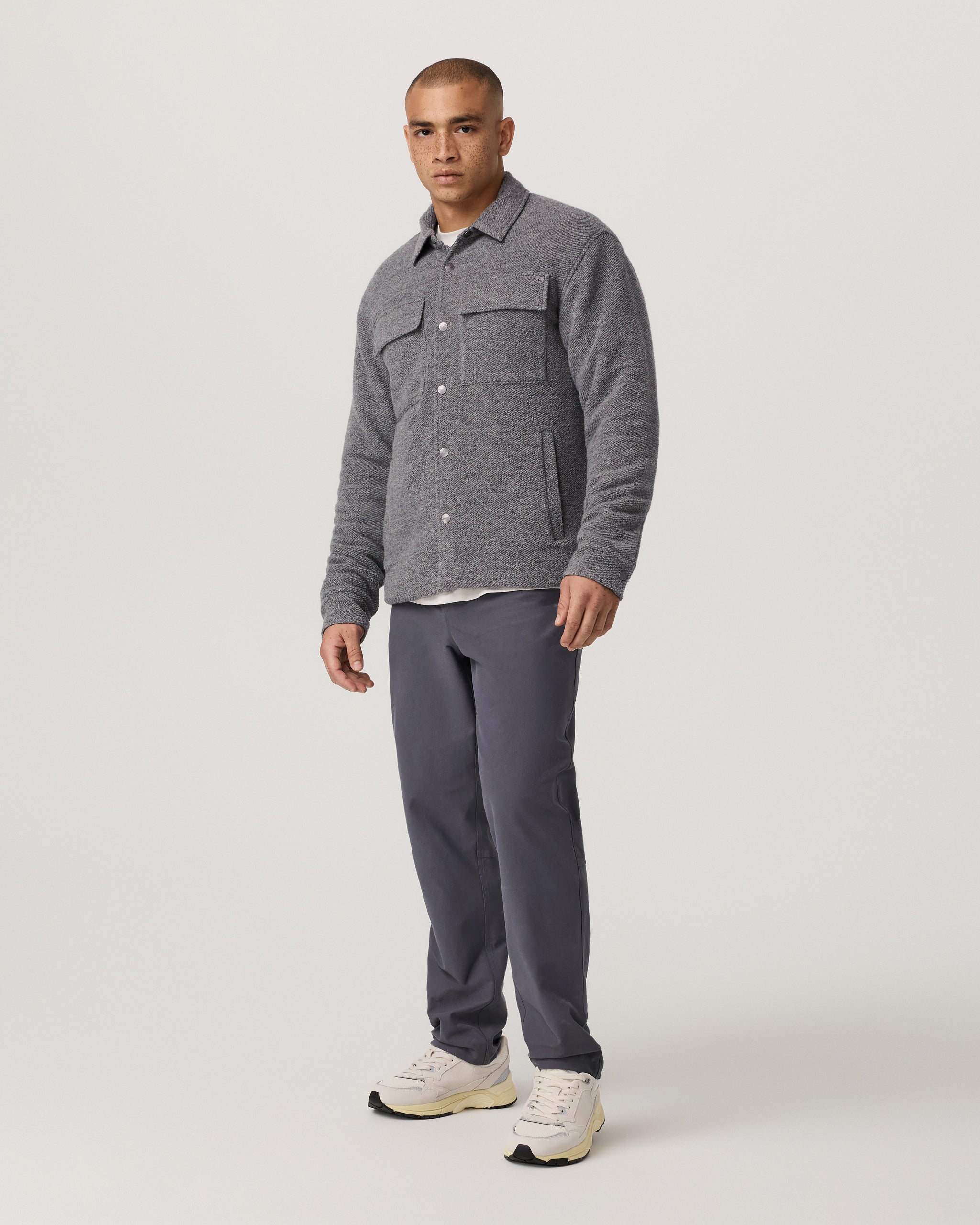 Plymouth Wool Shirt Jacket | Heather Grey - Image 4