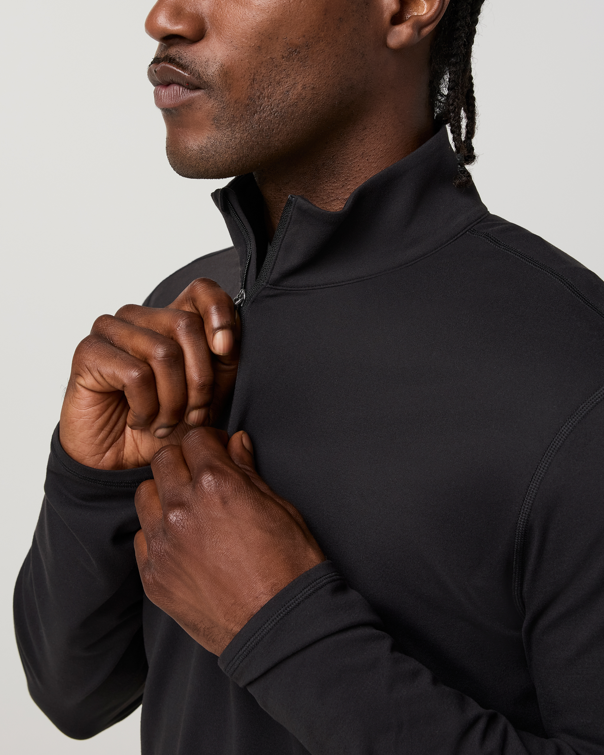 Ponto Half Zip Mock Neck | Black - Image 2