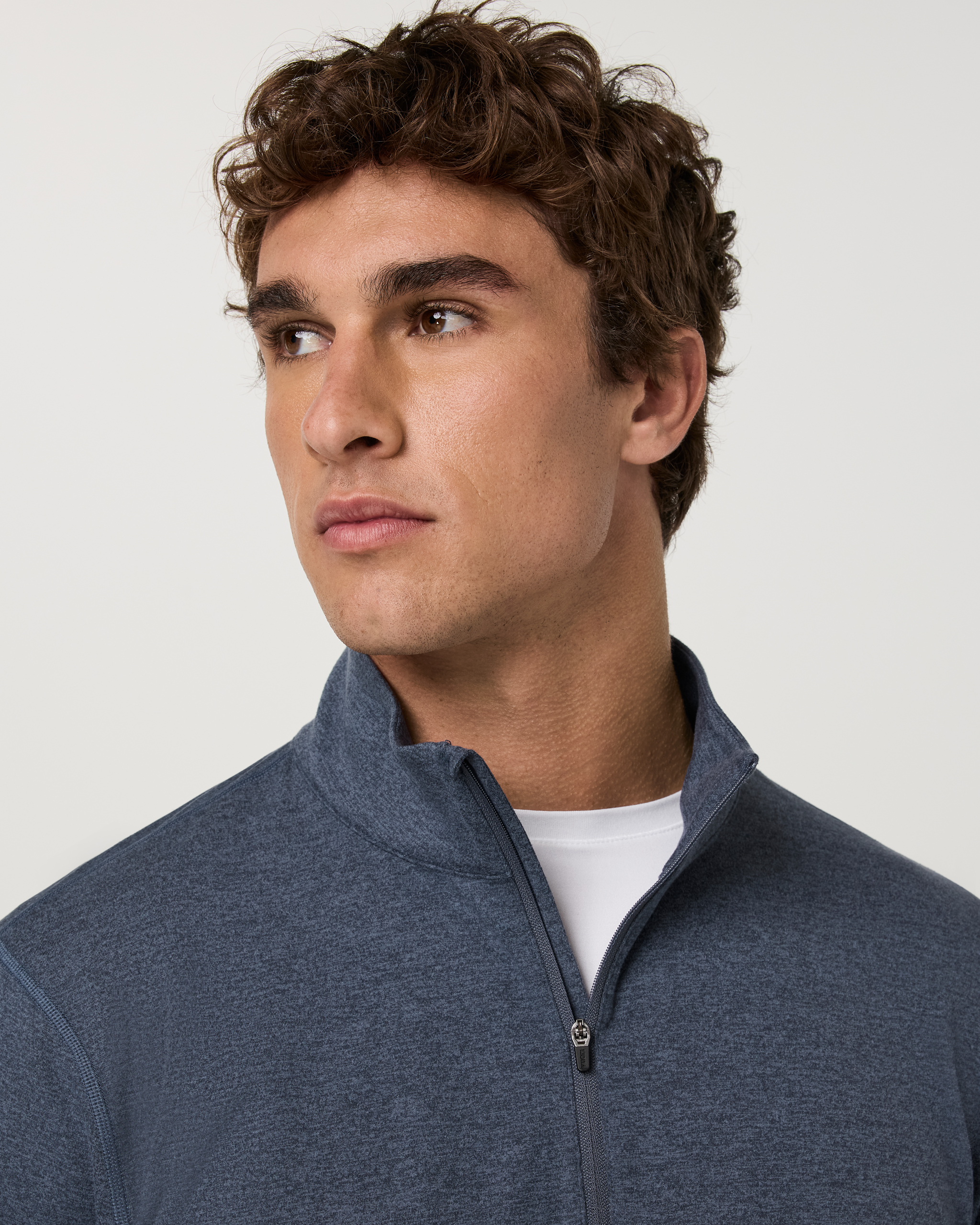 Ponto Half Zip Mock Neck | Bay Blue Heather - Image 3