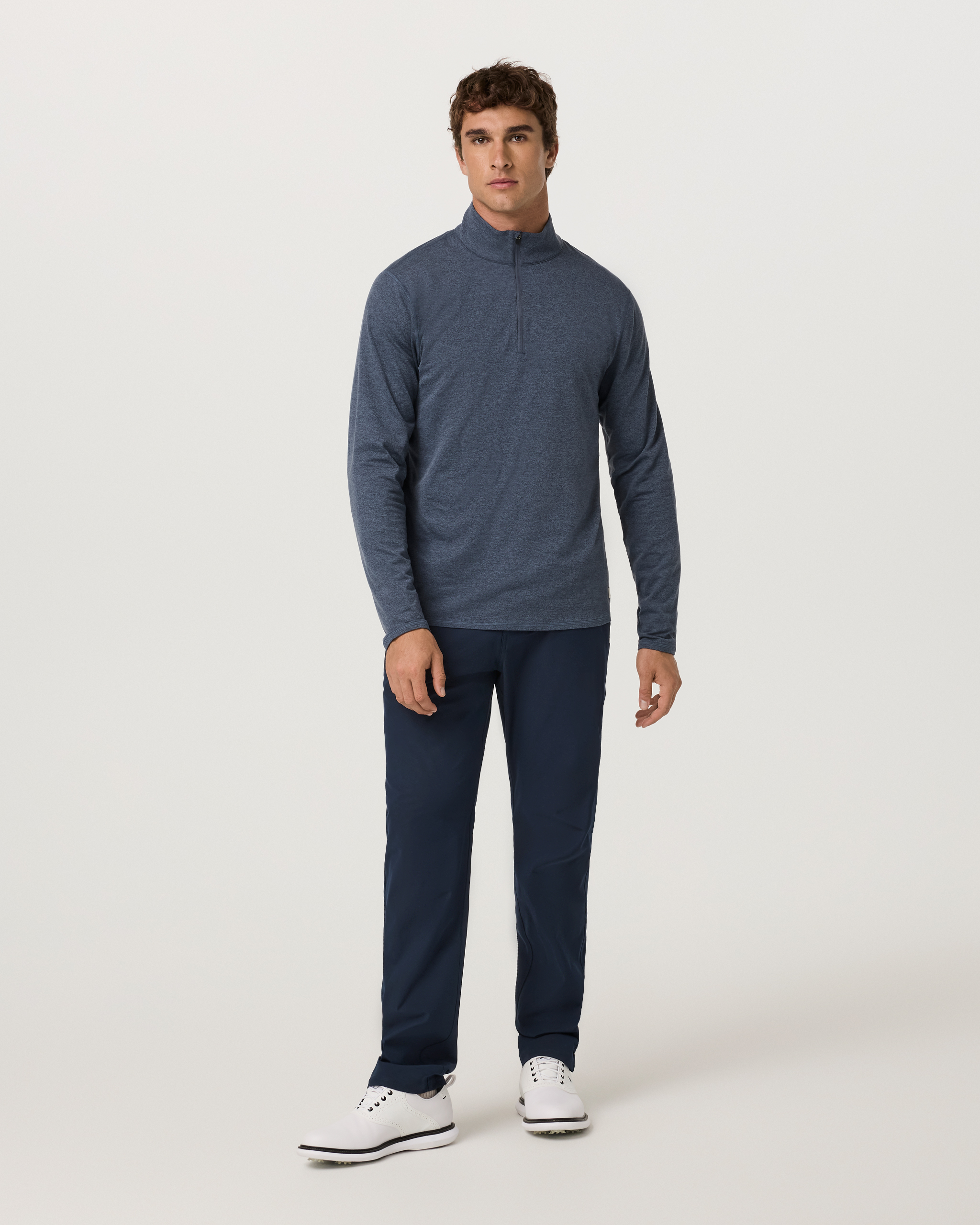 Ponto Half Zip Mock Neck | Bay Blue Heather - Image 4