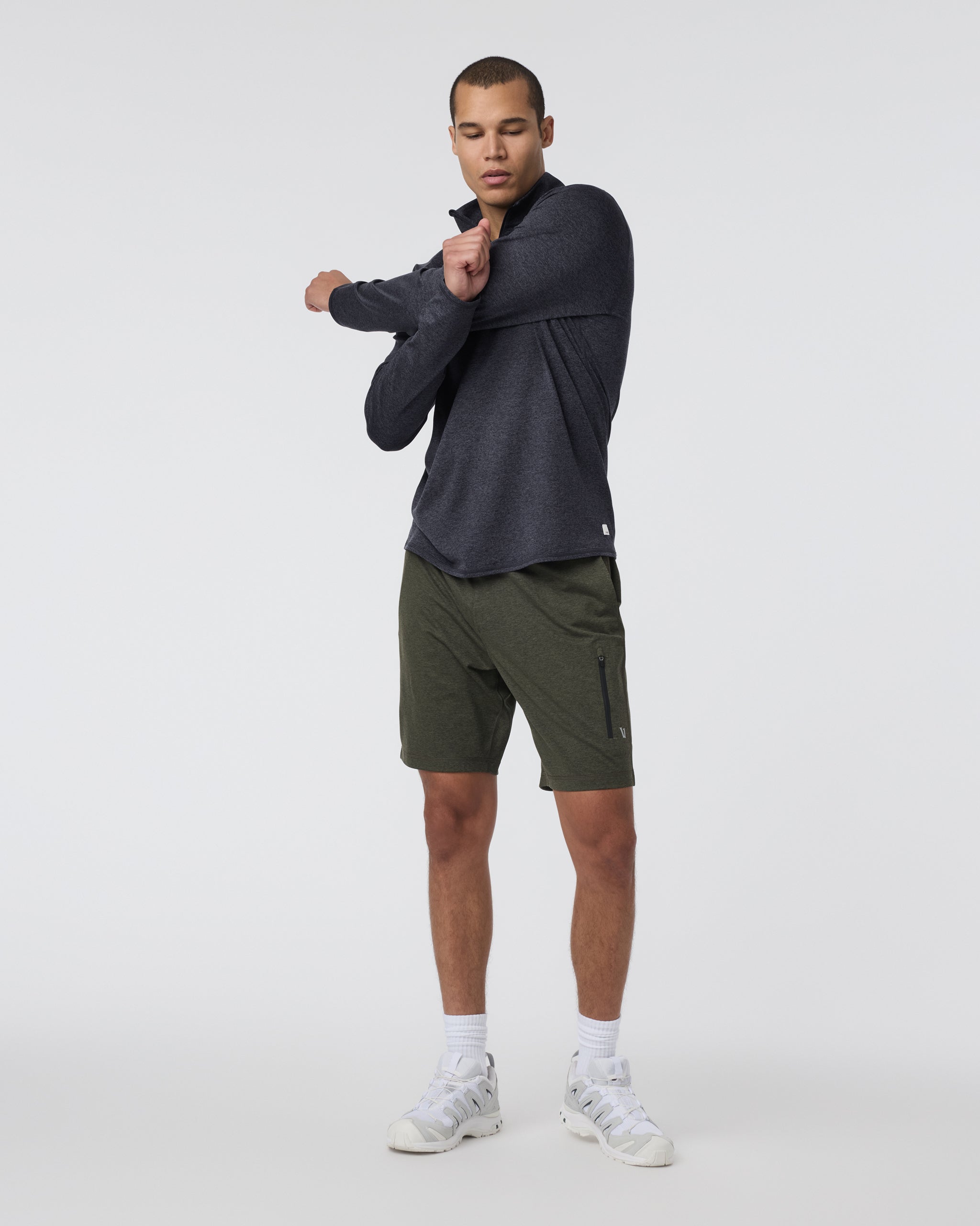 Ponto Half Zip Mock Neck | Charcoal Heather - Image 3