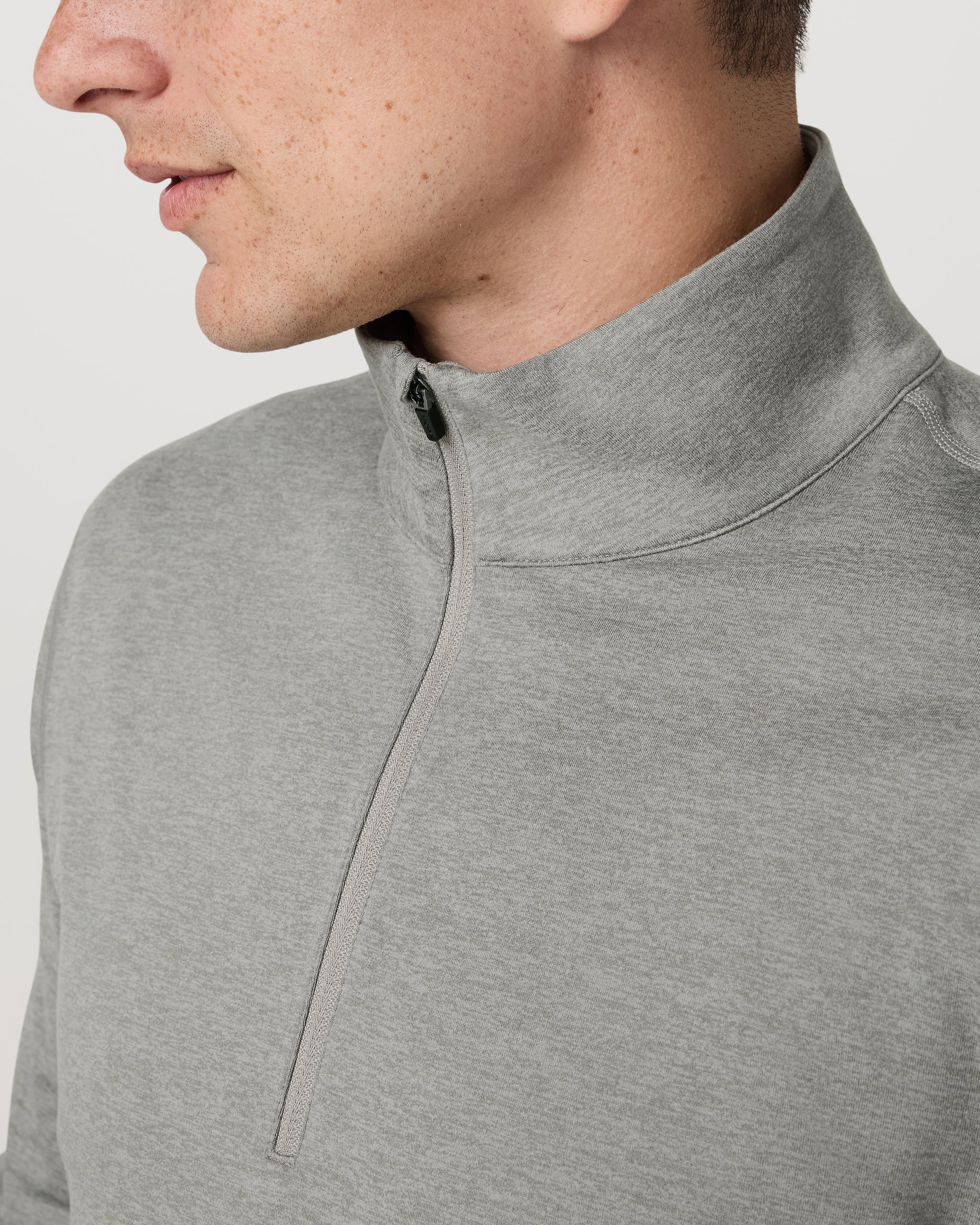 Ponto Half Zip Mock Neck | Driftwood Heather - Image 3