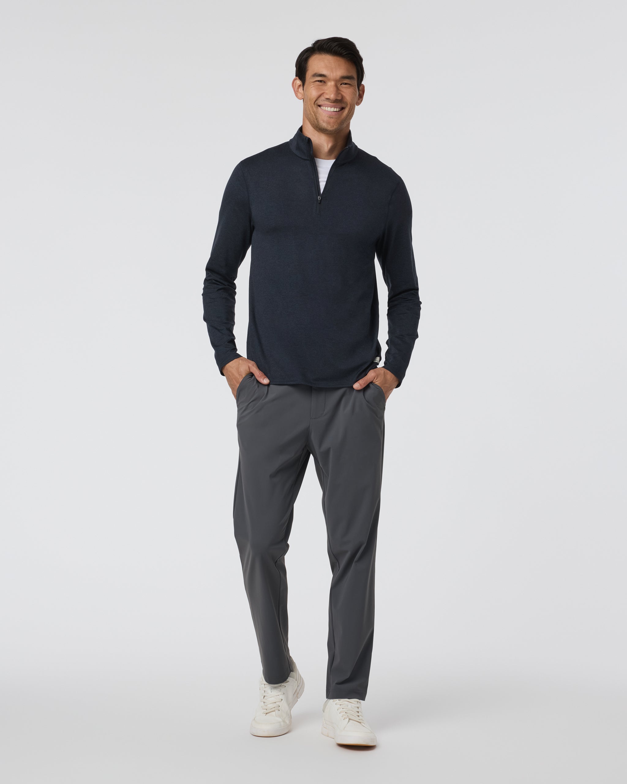Ponto Half Zip Mock Neck | Ink Heather - Image 3