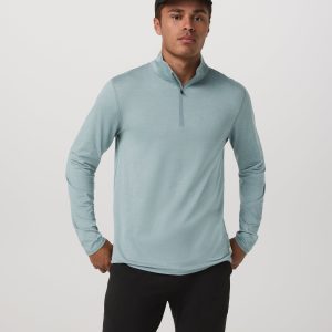 Ponto Half Zip Mock Neck | Misty Blue Heather