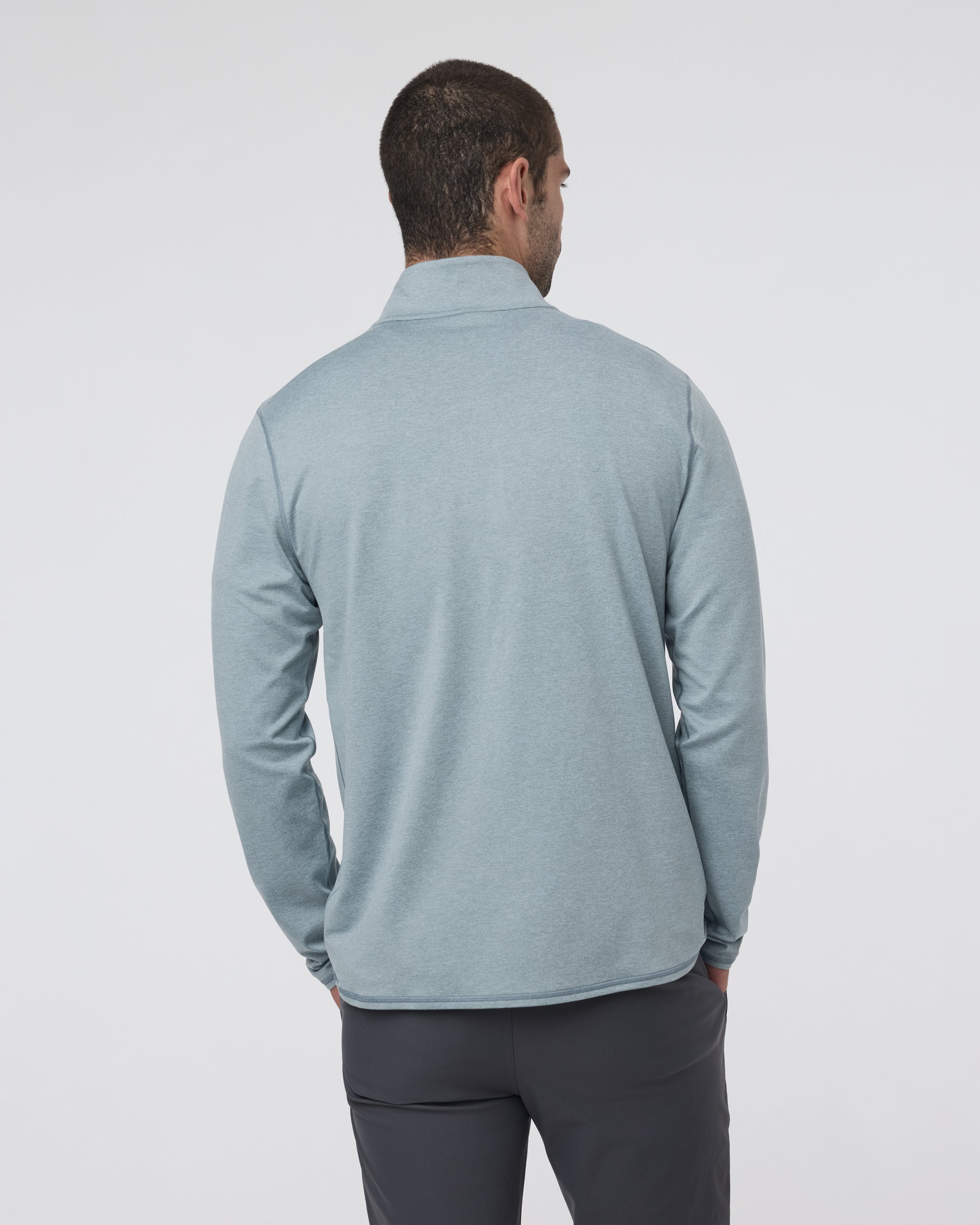 Ponto Half Zip Mock Neck | Dusty Blue Heather - Image 3