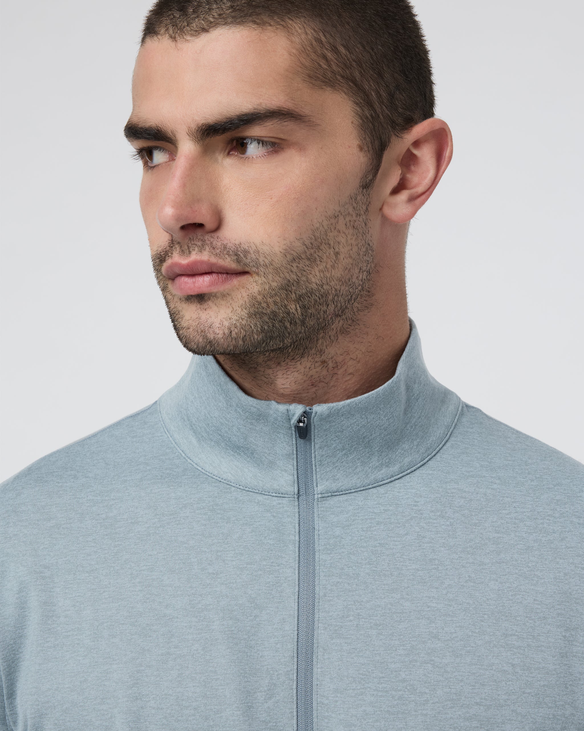 Ponto Half Zip Mock Neck | Dusty Blue Heather - Image 2