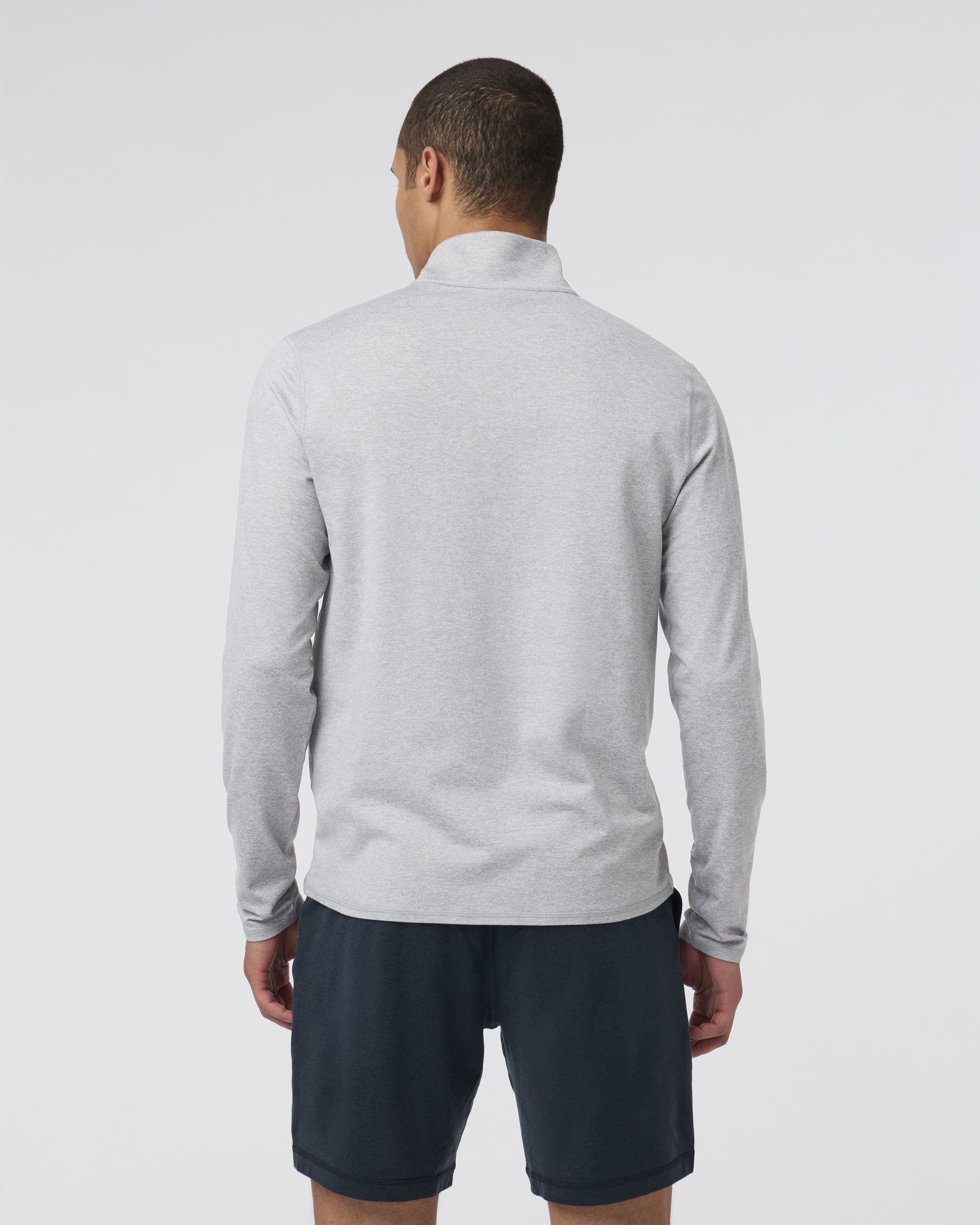 Ponto Half Zip Mock Neck | Light Heather Grey - Image 3