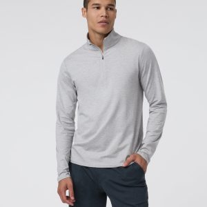 Ponto Half Zip Mock Neck | Light Heather Grey