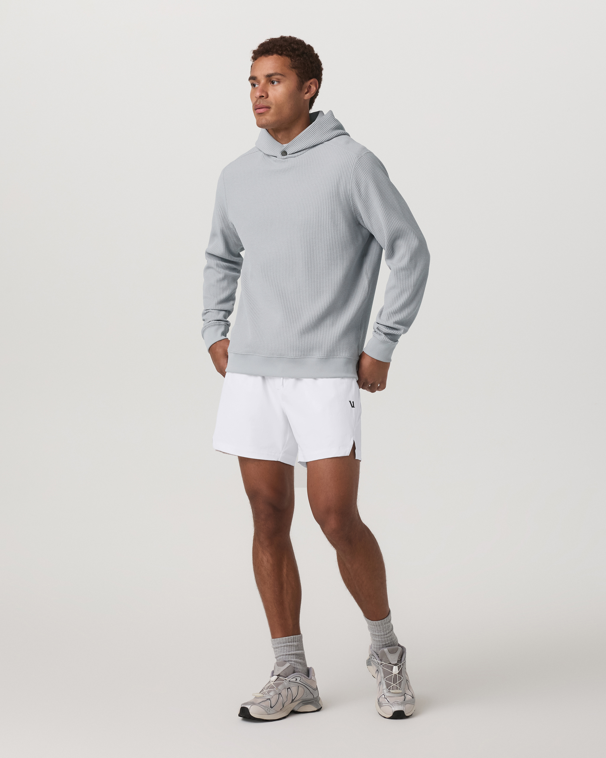 Tech Waffle Pullover Hoodie | Sea Fog - Image 4