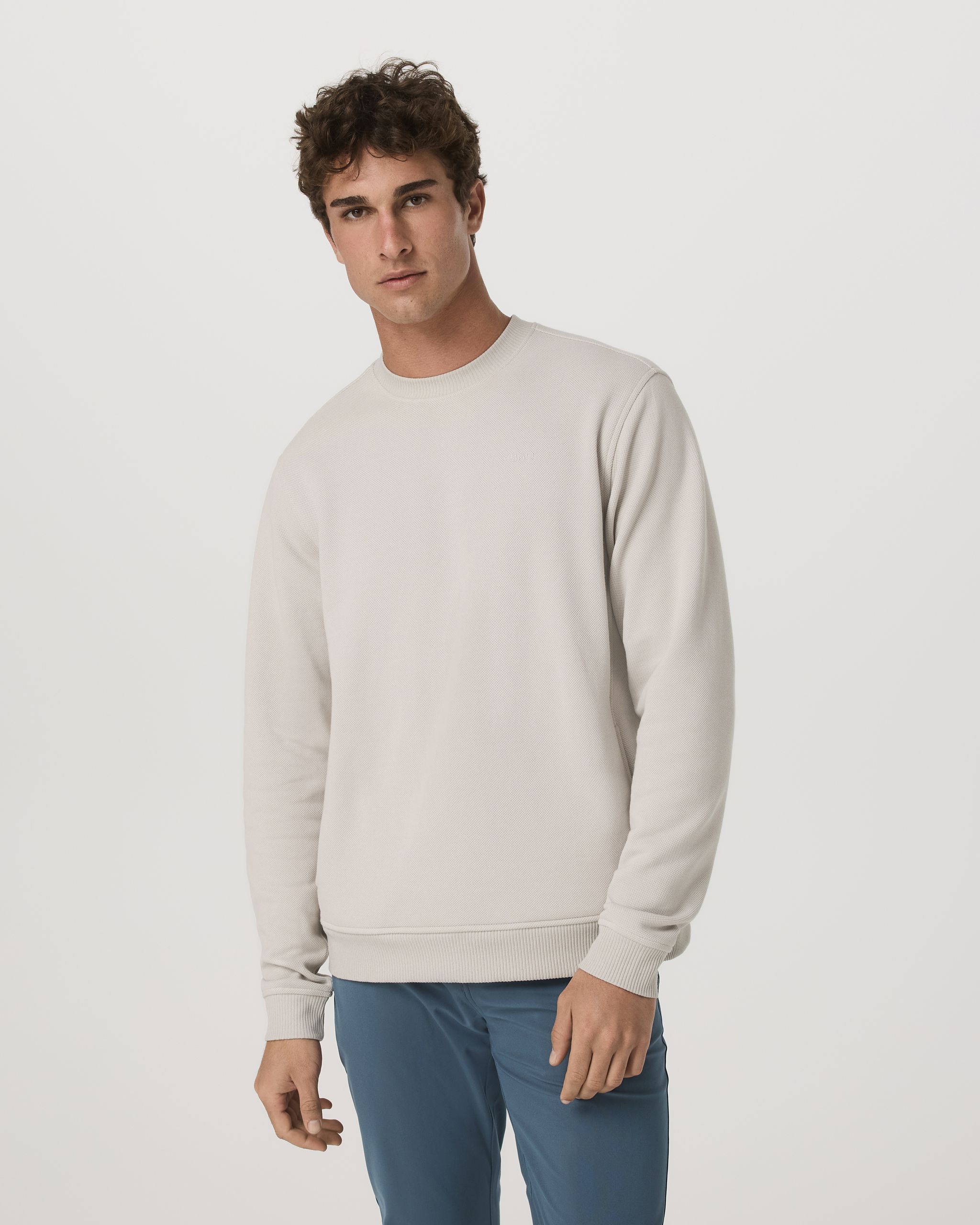 Pique Fleece Crew | Grey Mist