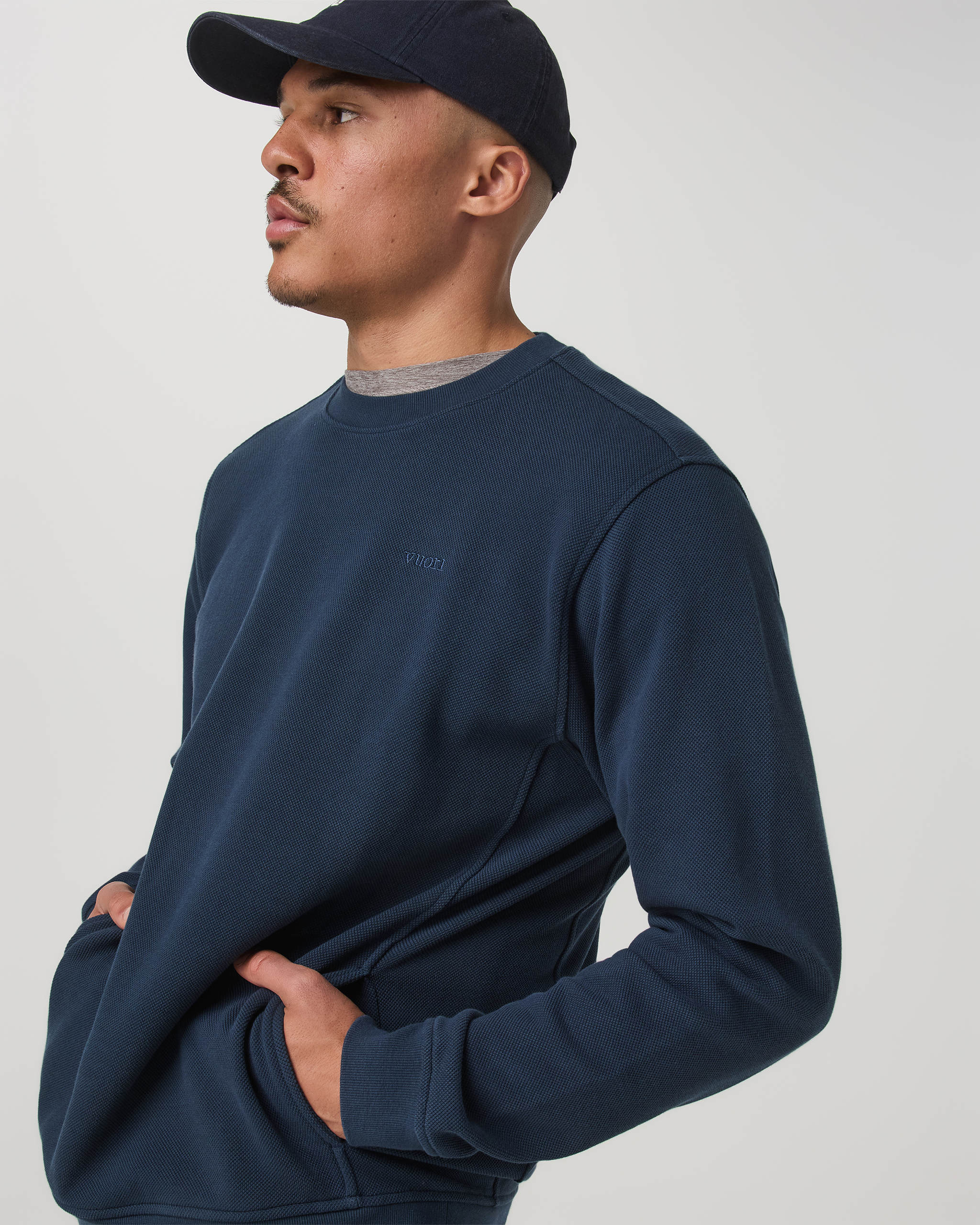 Pique Fleece Crew | Ocean Blue