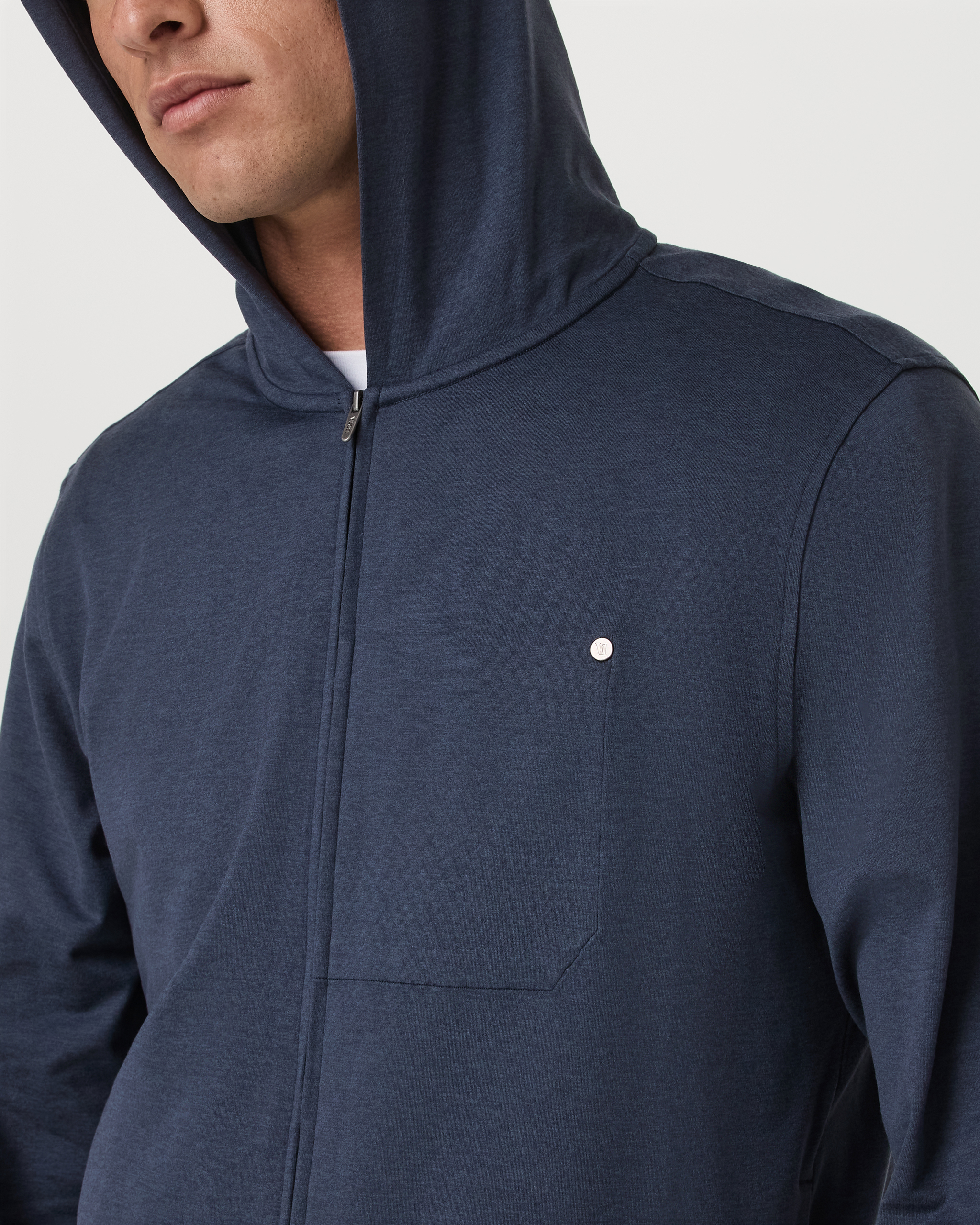Ponto Full Zip Hoodie | Azure Heather - Image 2