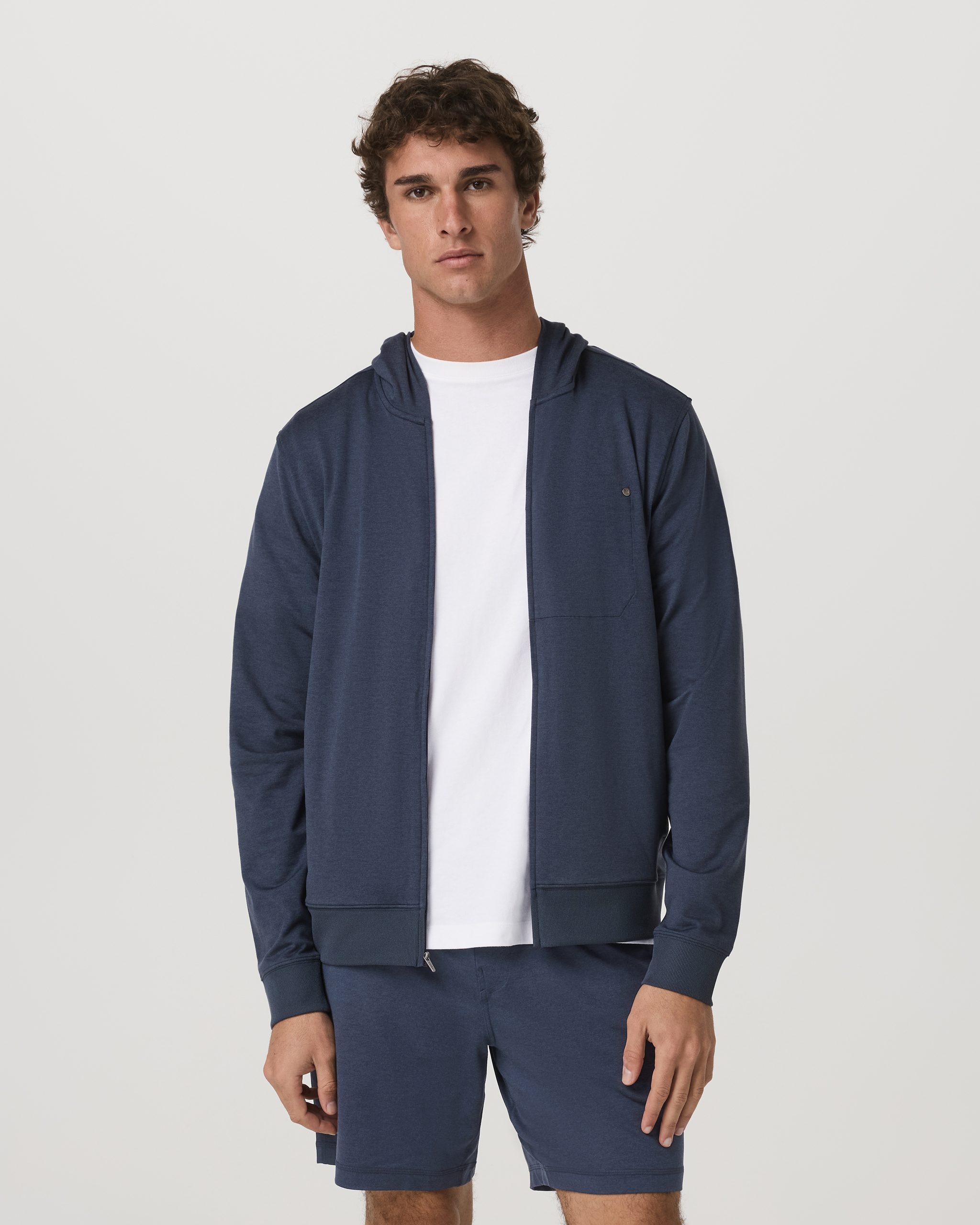 Ponto Full Zip Hoodie | Azure Heather - Image 5