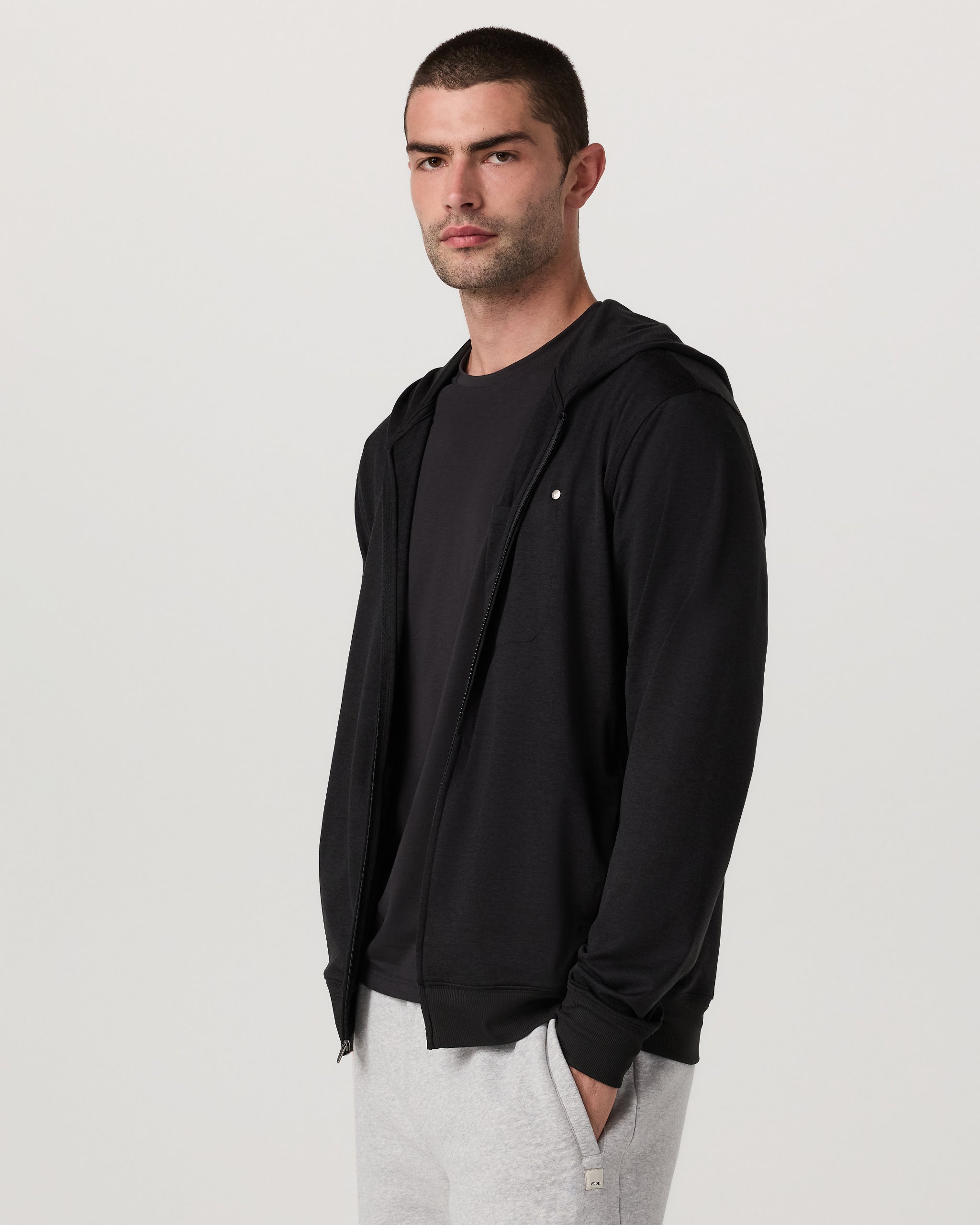 Ponto Full Zip Hoodie | Black Heather