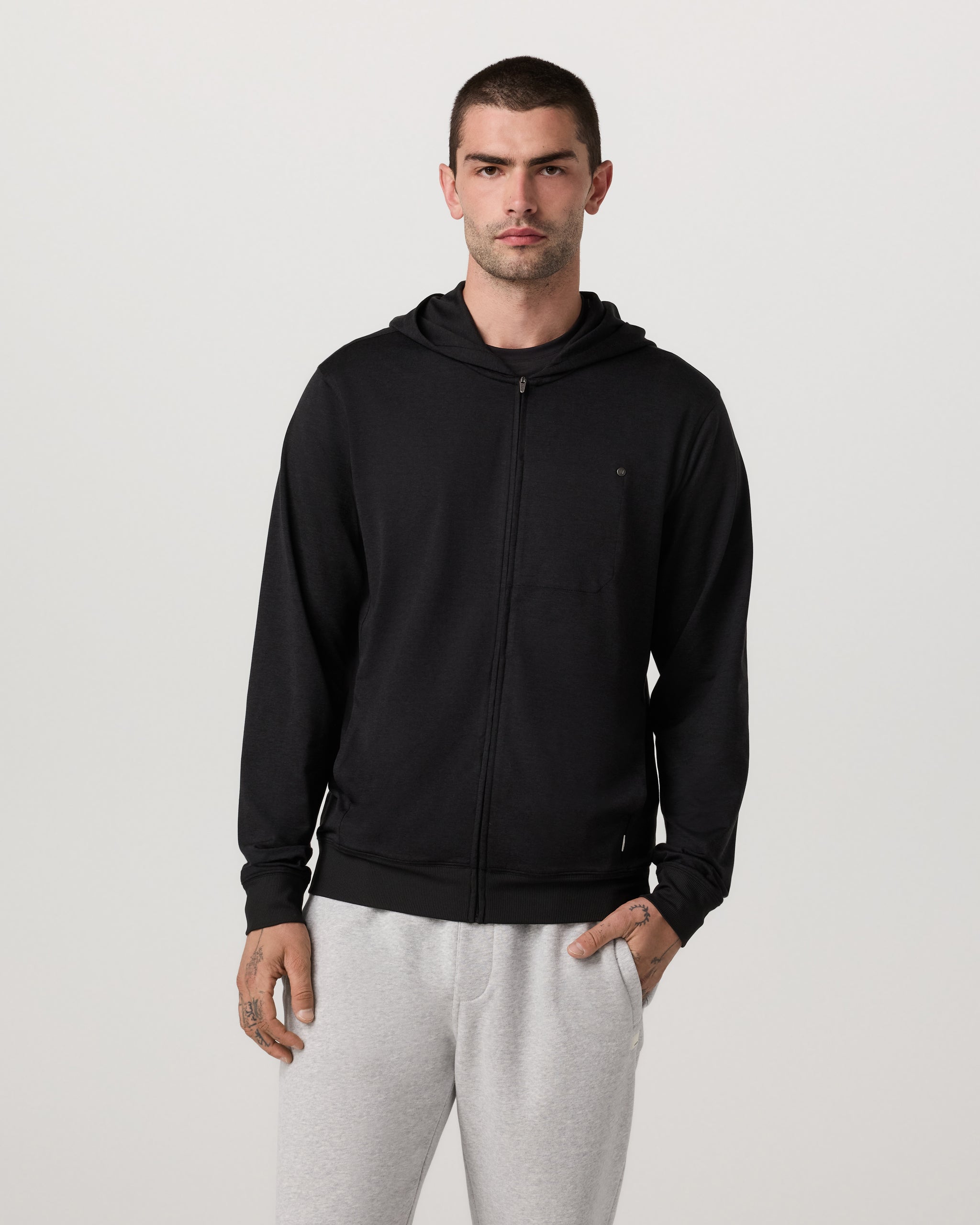 Ponto Full Zip Hoodie | Black Heather - Image 5