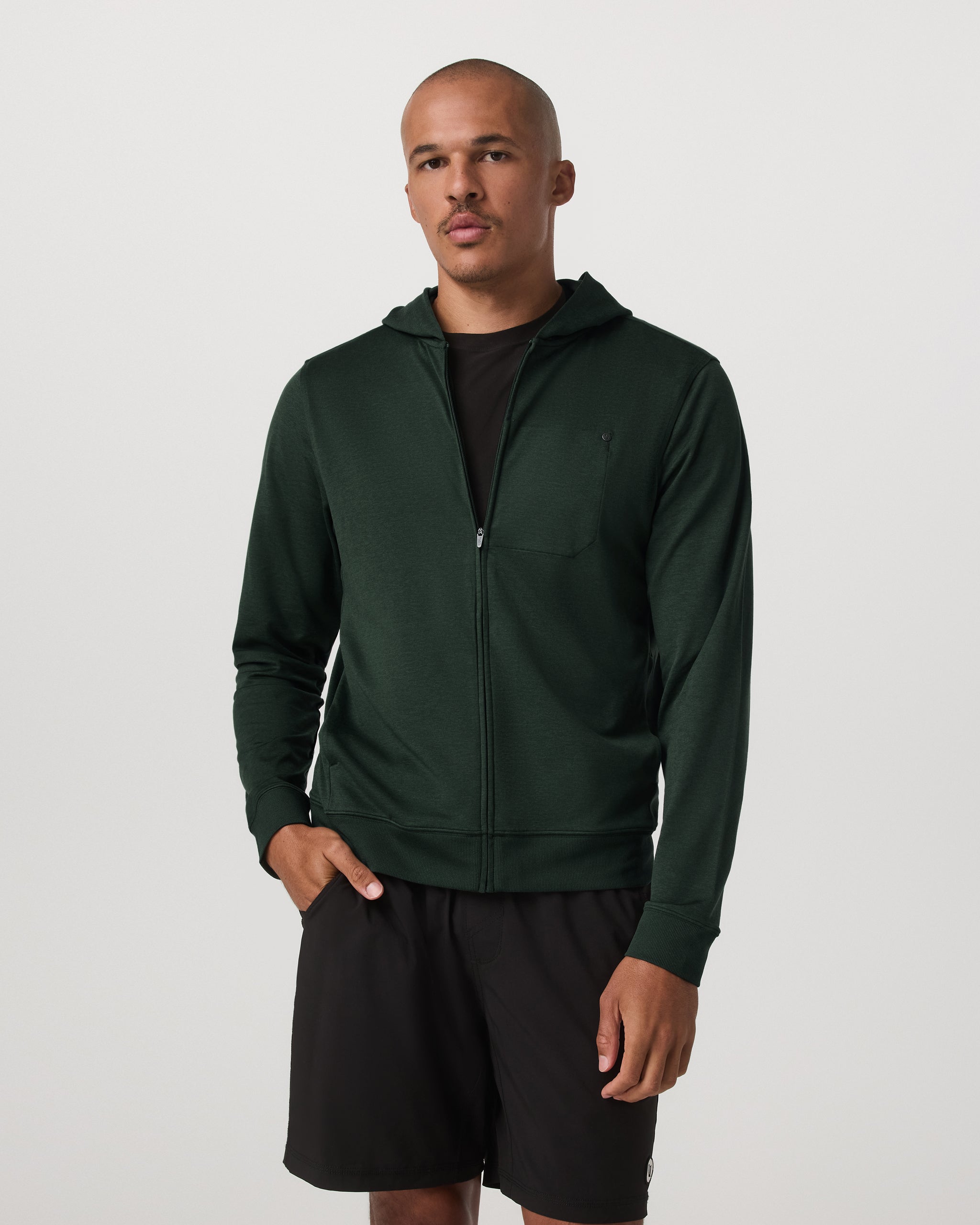 Ponto Full Zip Hoodie | Spruce Heather