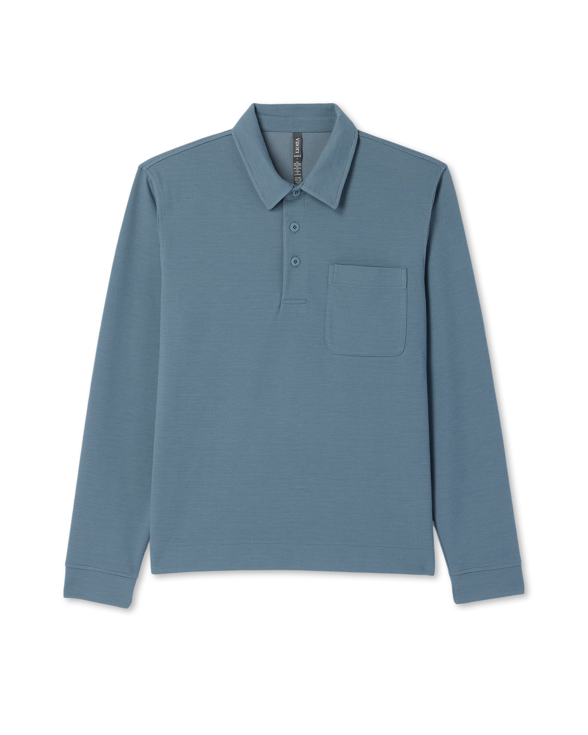 Long Sleeve Waffle Polo | Abyss - Image 6