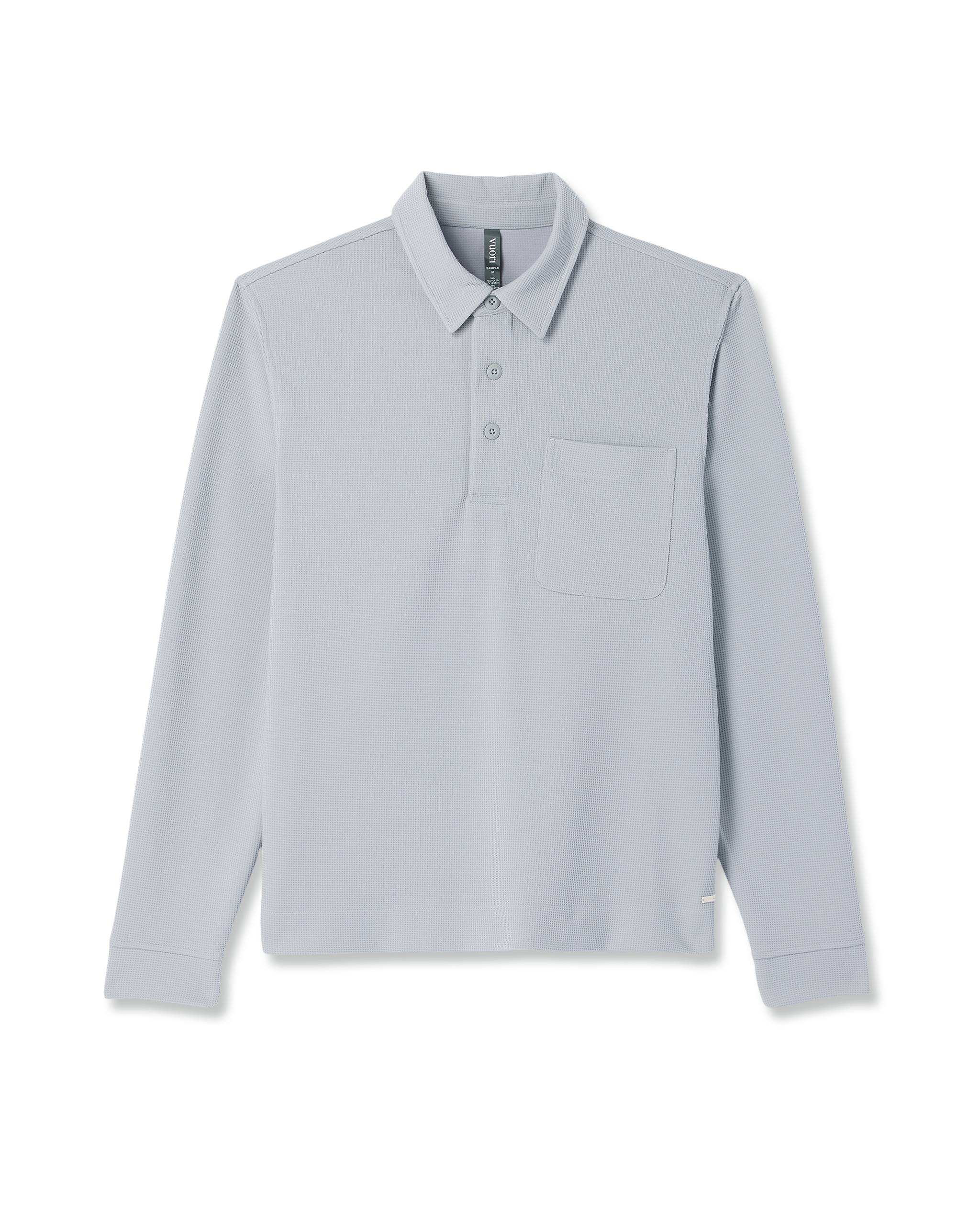 Long Sleeve Waffle Polo | Sea Fog - Image 6
